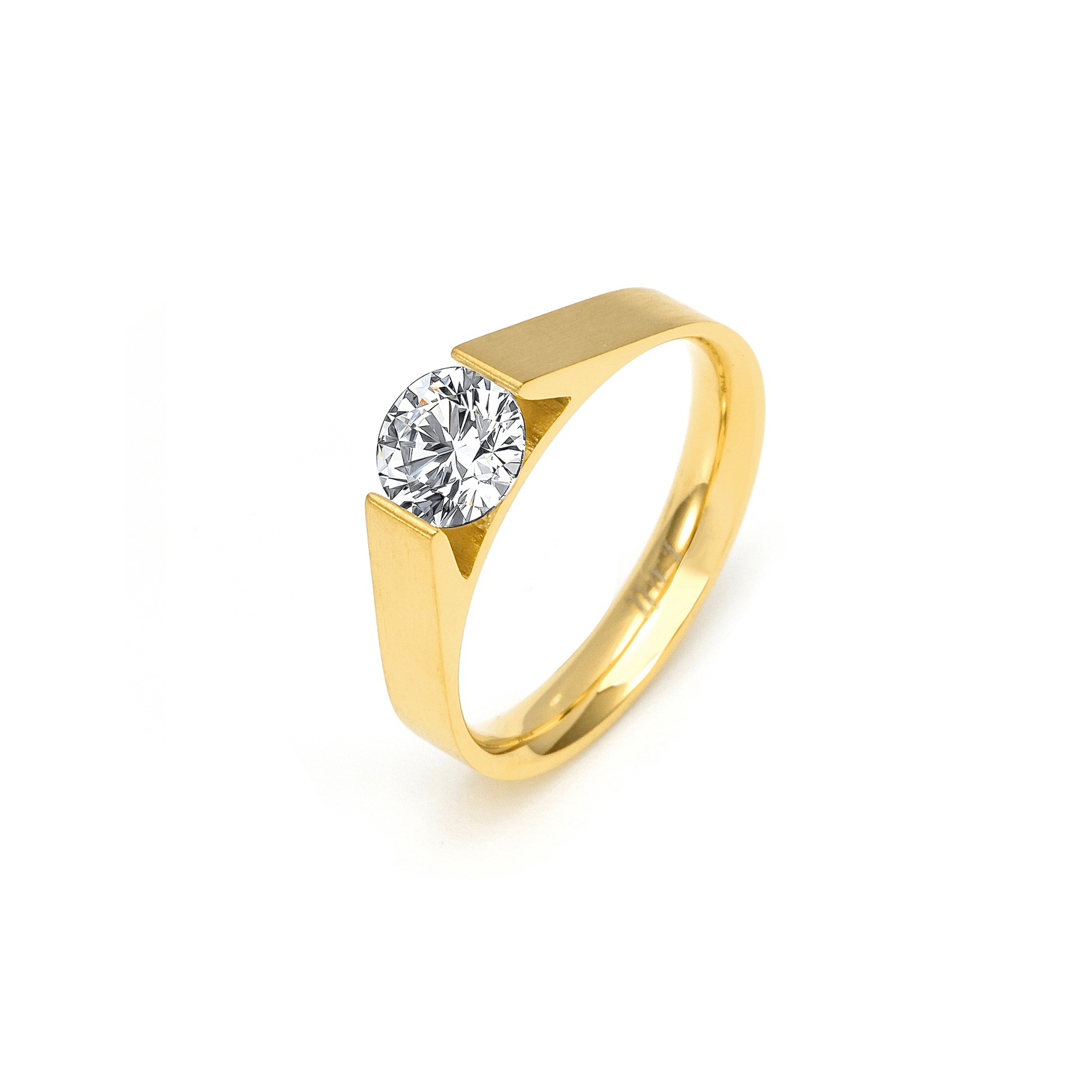 RG096G B.Tiff Gold Tension .75 ct Round Solitaire Engagement Ring - PBNJ FASHIONS