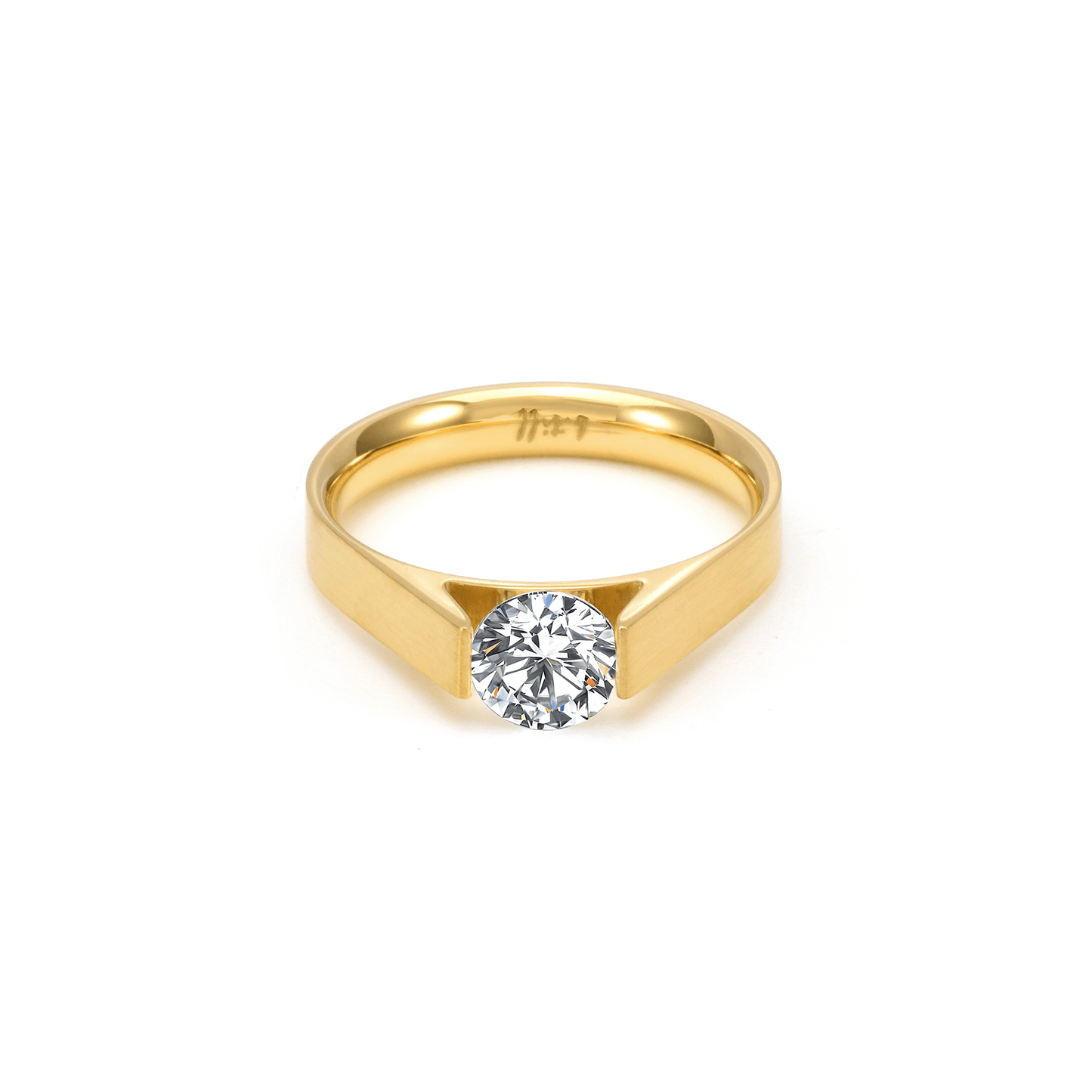 RG096G B.Tiff Gold Tension .75 ct Round Solitaire Engagement Ring - PBNJ FASHIONS