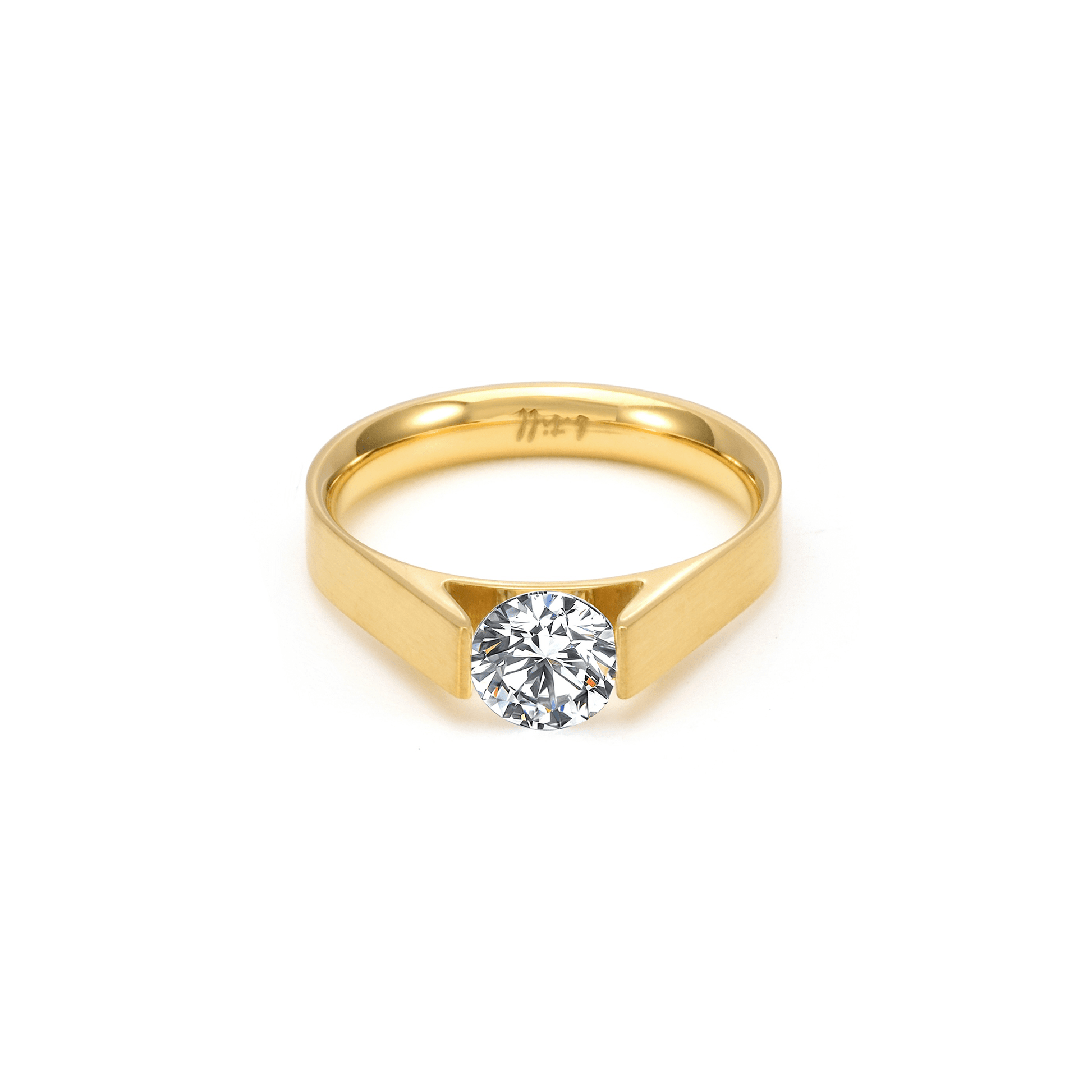 RG096G B.Tiff Gold Tension .75 ct Round Solitaire Engagement Ring - PBNJ FASHIONS