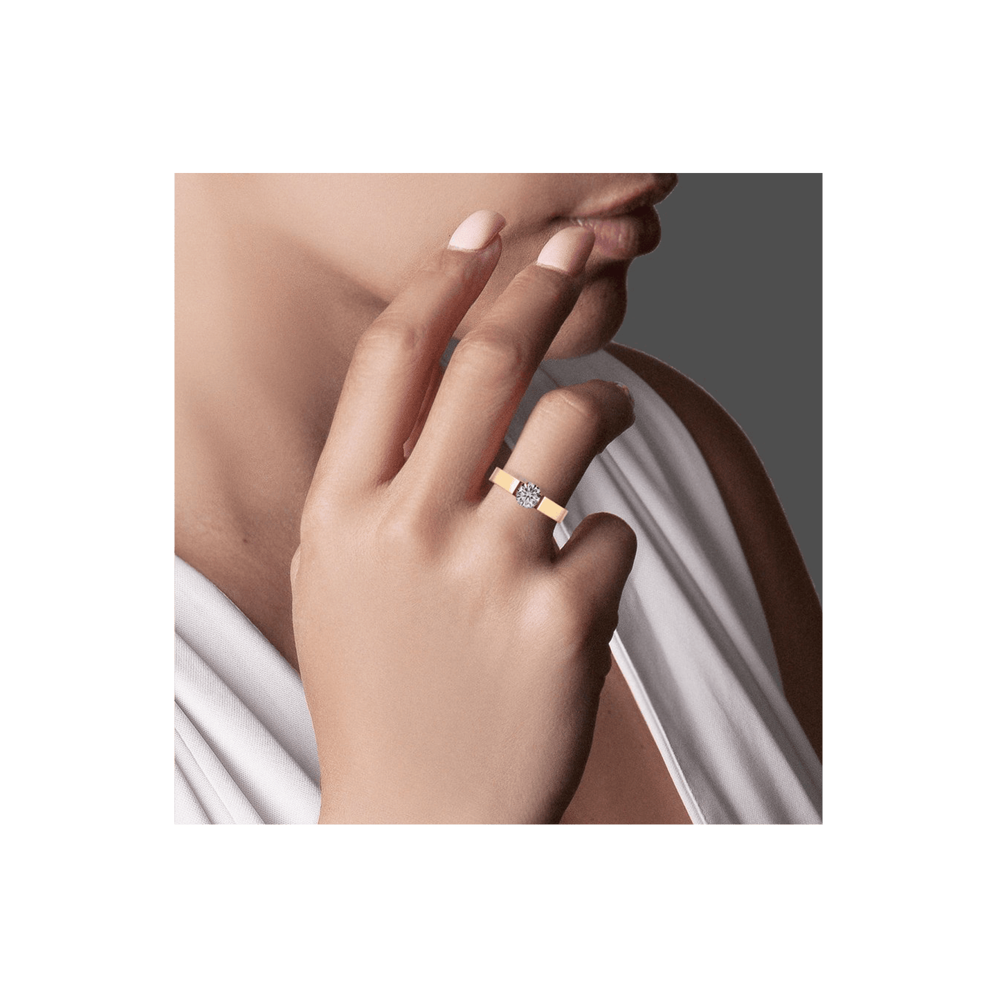 RG096G B.Tiff Gold Tension .75 ct Round Solitaire Engagement Ring - PBNJ FASHIONS