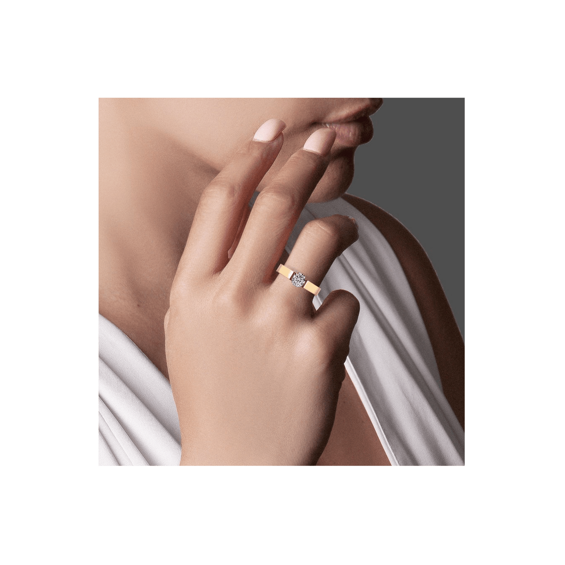 RG096G B.Tiff Gold Tension .75 ct Round Solitaire Engagement Ring - PBNJ FASHIONS