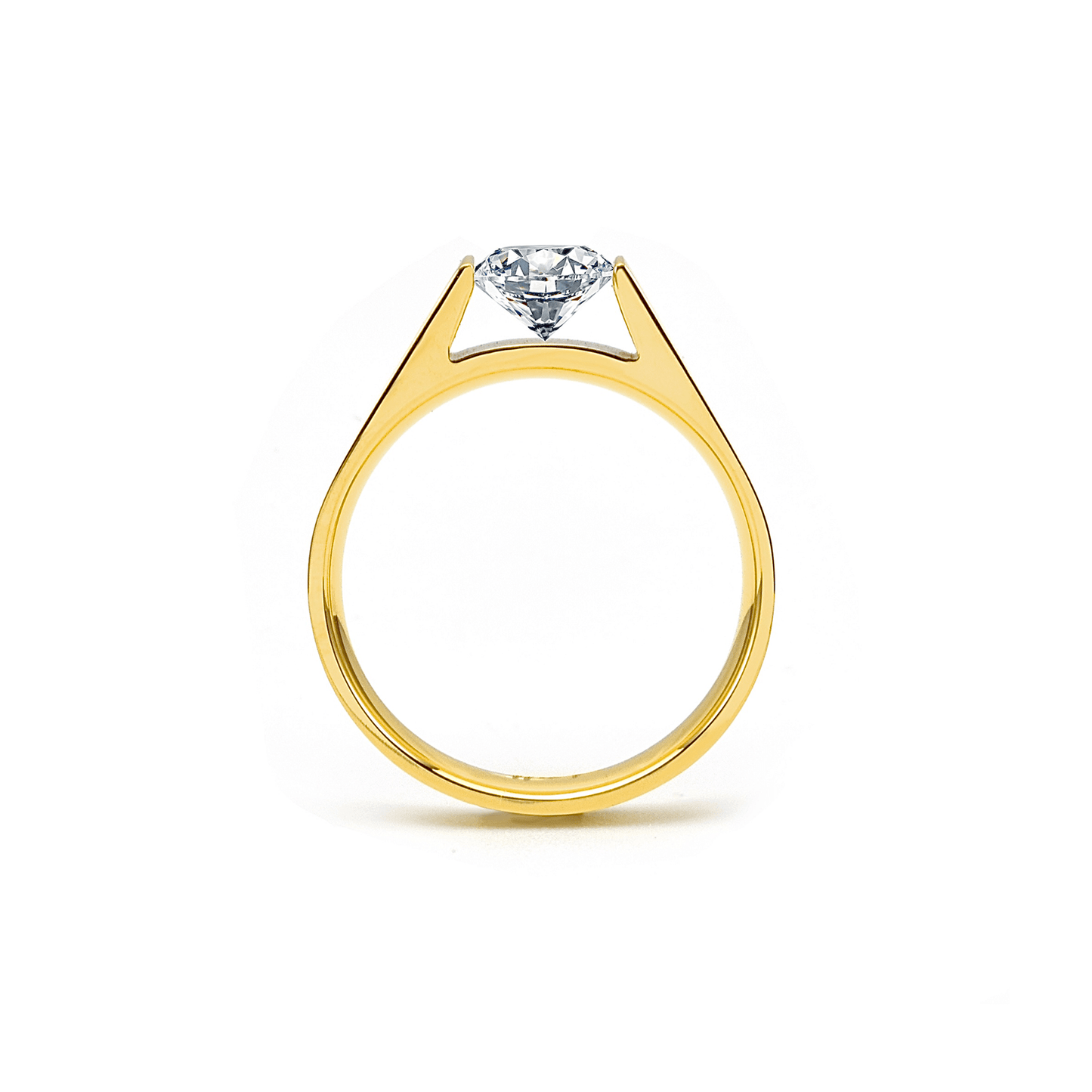 RG096G B.Tiff Gold Tension .75 ct Round Solitaire Engagement Ring - PBNJ FASHIONS