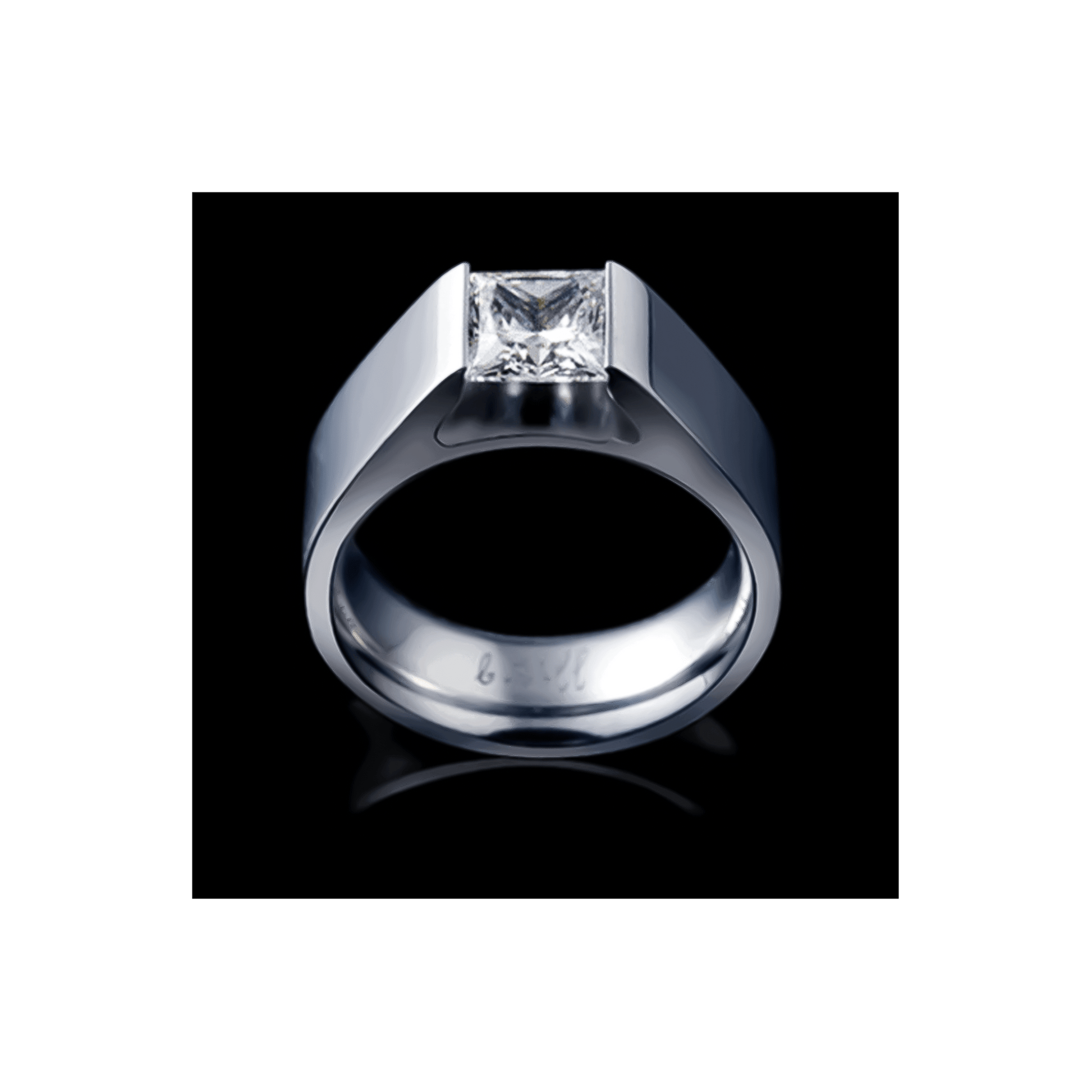 RG097W B.Tiff Tension 1 ct Princess Cut Tall Solitaire Ring - PBNJ FASHIONS