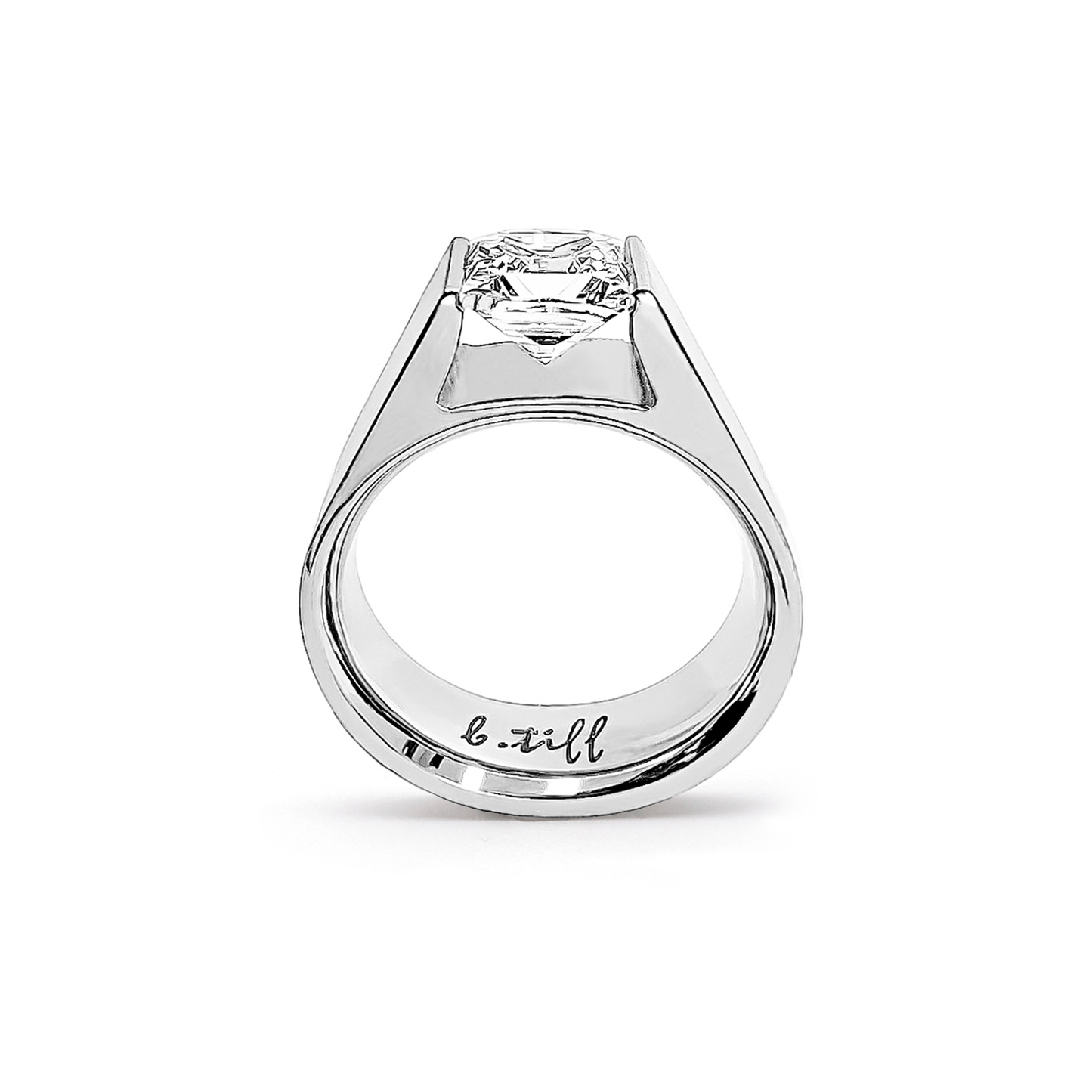 RG097W B.Tiff Tension 1 ct Princess Cut Tall Solitaire Ring - PBNJ FASHIONS