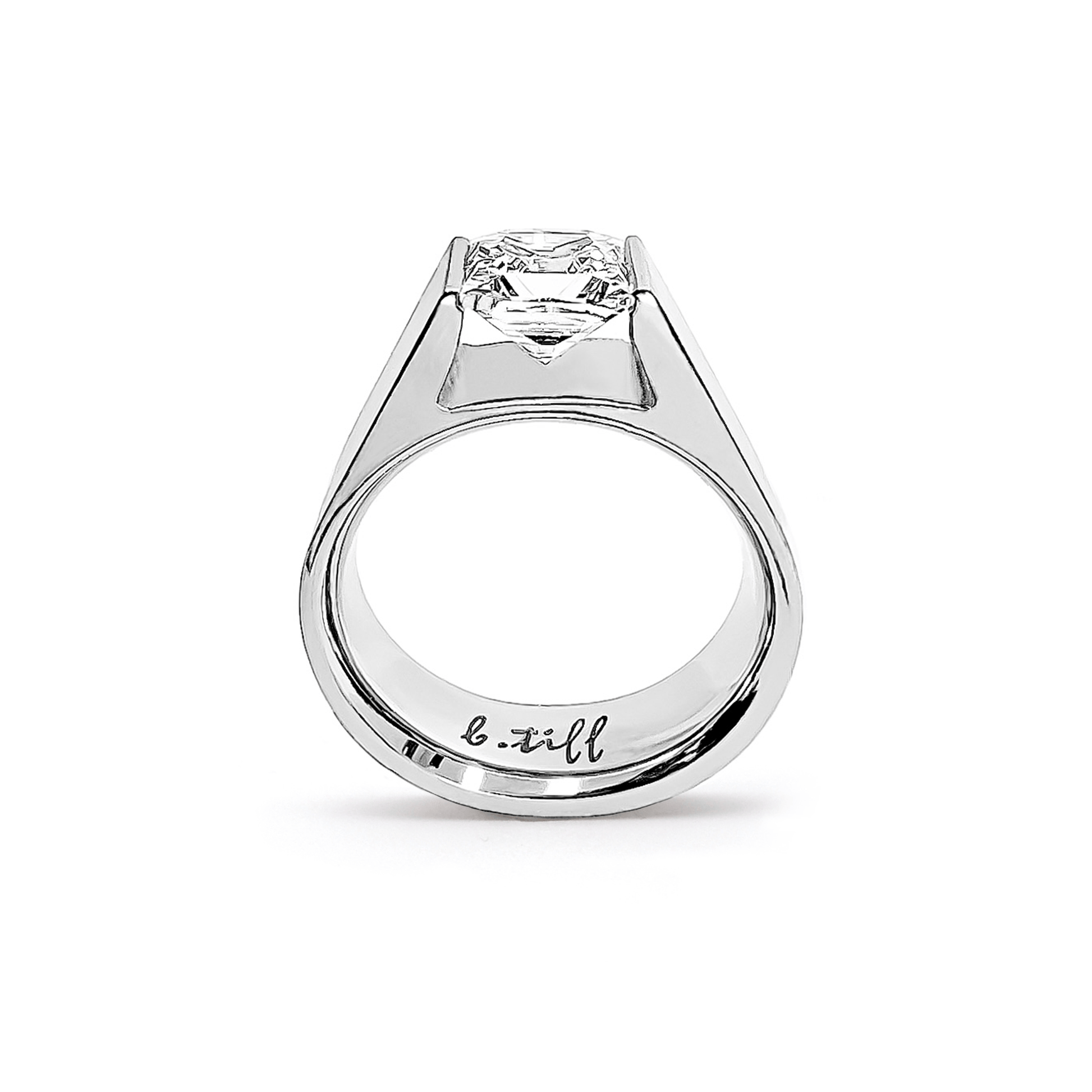 RG097W B.Tiff Tension 1 ct Princess Cut Tall Solitaire Ring - PBNJ FASHIONS