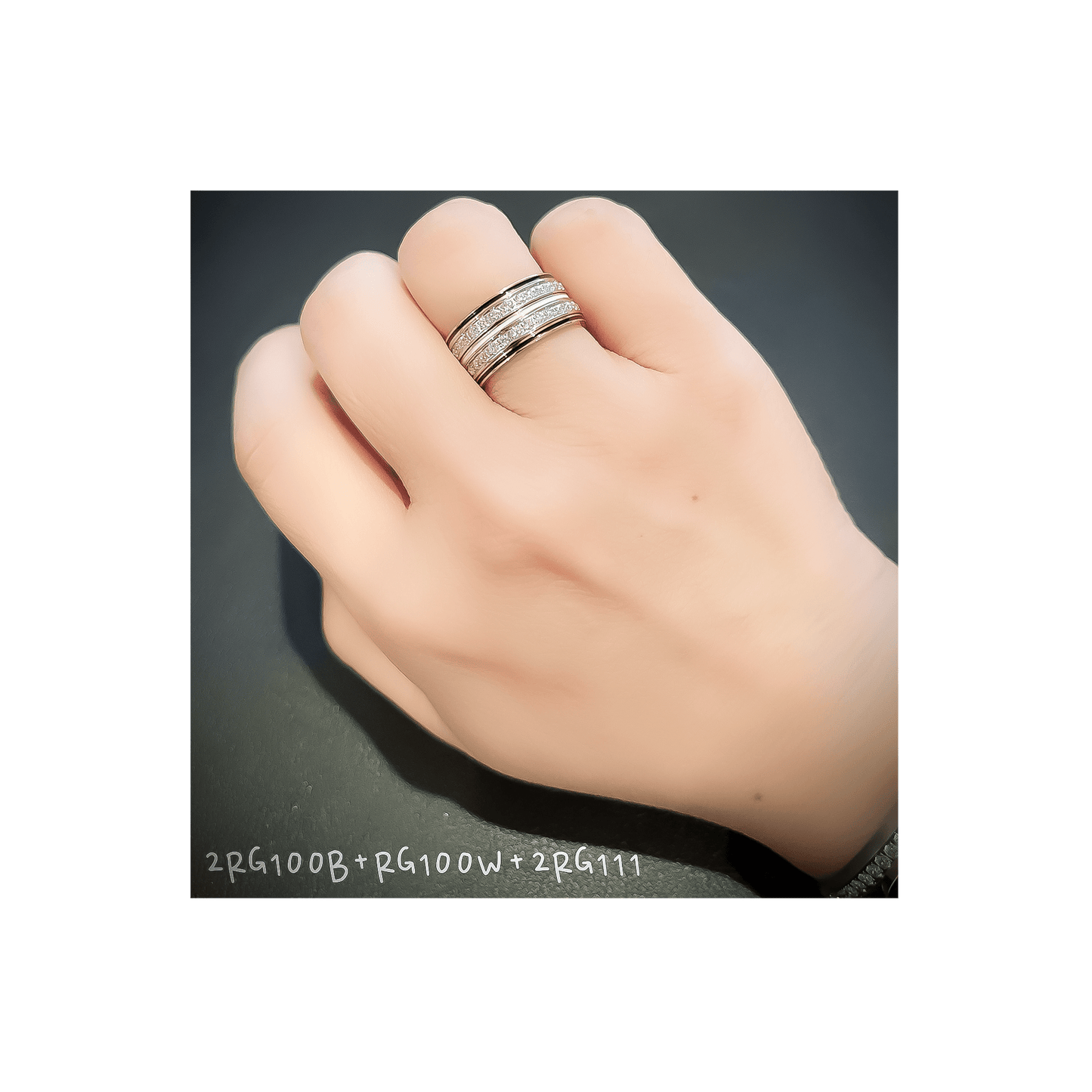 RG100GB B.Tiff "The Hamptons" Black Enamel Gold Ring 2 - Pack [Thin Band] - PBNJ FASHIONS