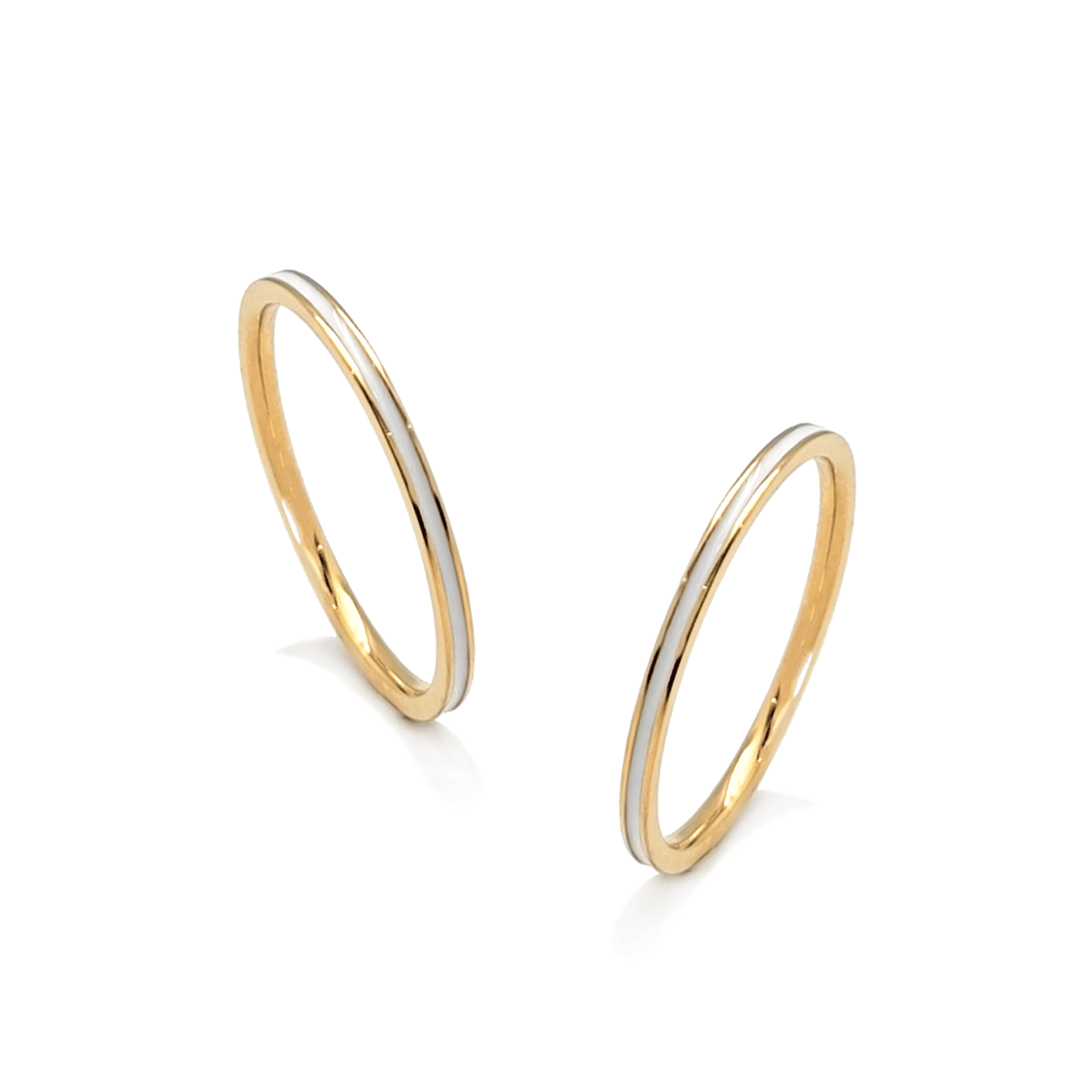 RG100GW B.Tiff "The Hamptons" White Enamel Gold Ring 2 - Pack [Thin Band] - PBNJ FASHIONS
