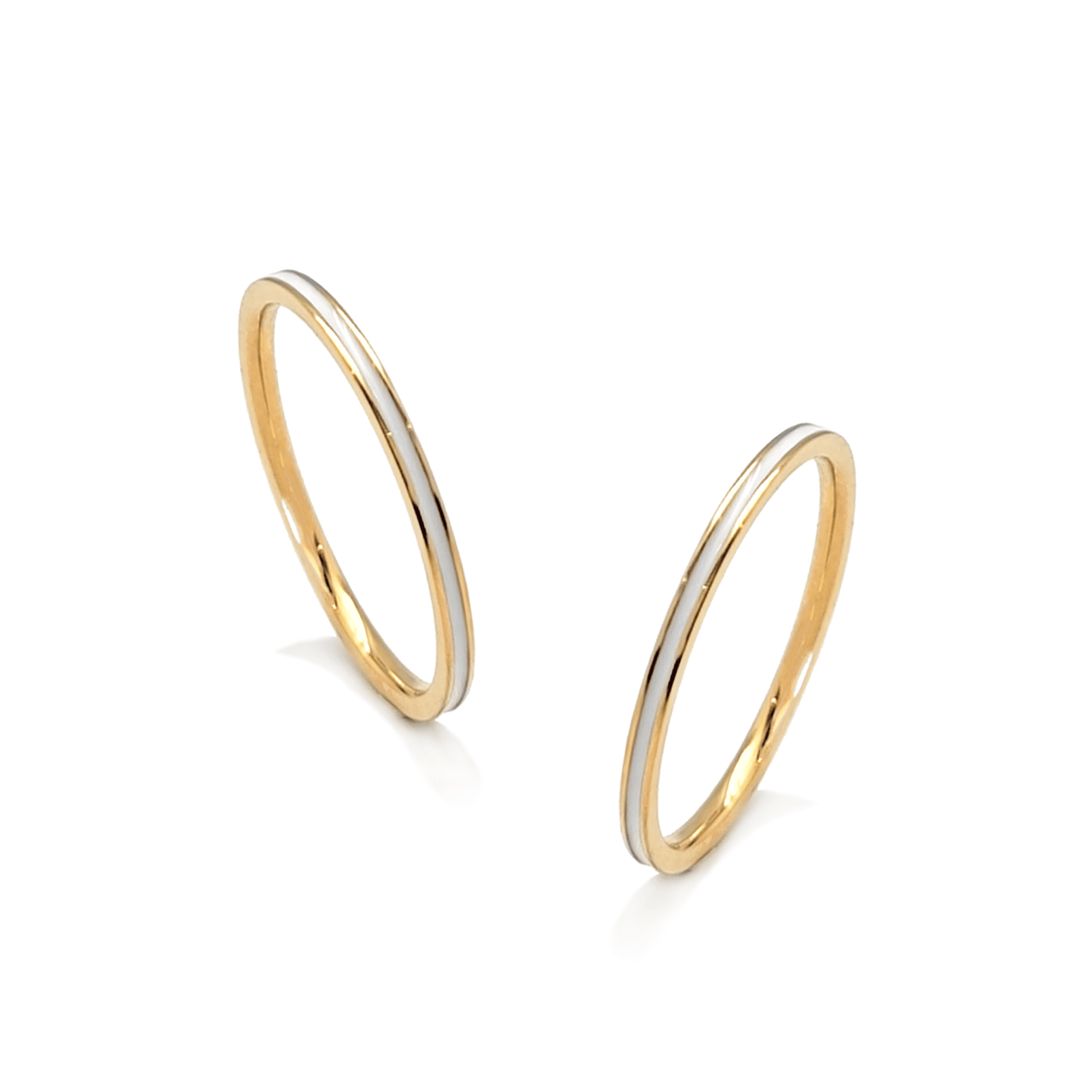 RG100GW B.Tiff "The Hamptons" White Enamel Gold Ring 2 - Pack [Thin Band] - PBNJ FASHIONS