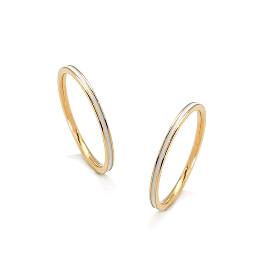 RG100GW B.Tiff "The Hamptons" White Enamel Gold Ring 2 - Pack [Thin Band] - PBNJ FASHIONS