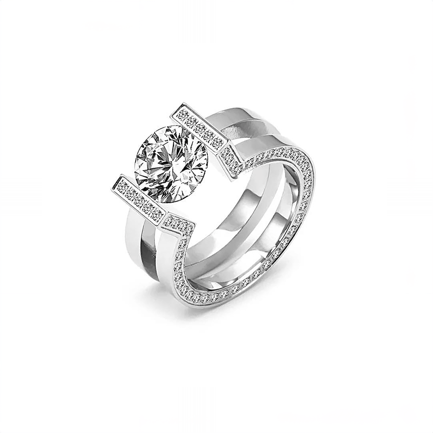 RG108W B.Tiff 2 ct Round Solitaire Interlocking Engagement Ring - PBNJ FASHIONS