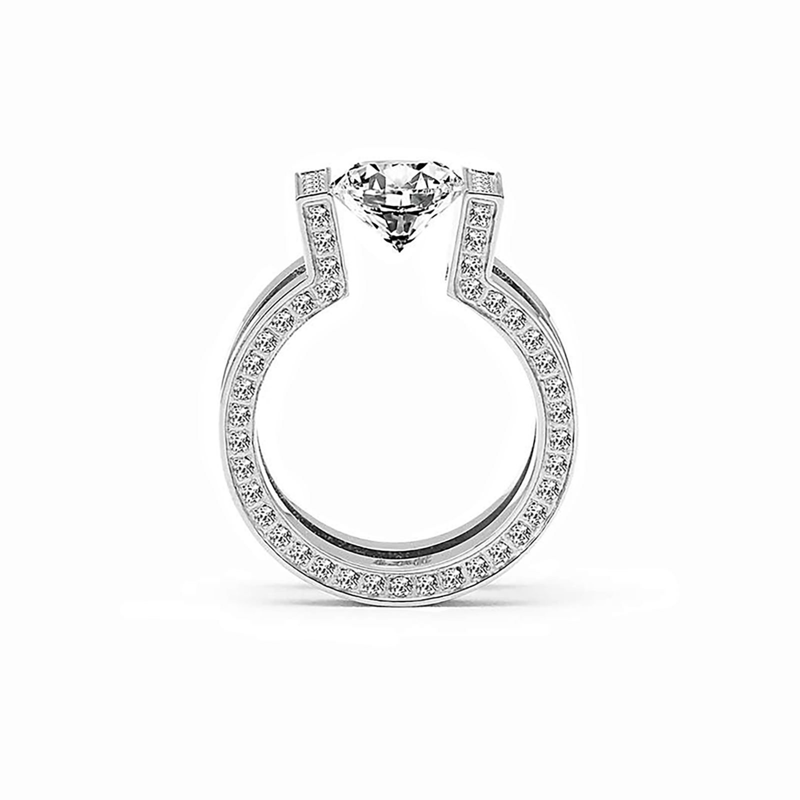 RG108MW B.Tiff 2 ct Moissanite Round Solitaire Interlocking Engagement Ring - PBNJ FASHIONS