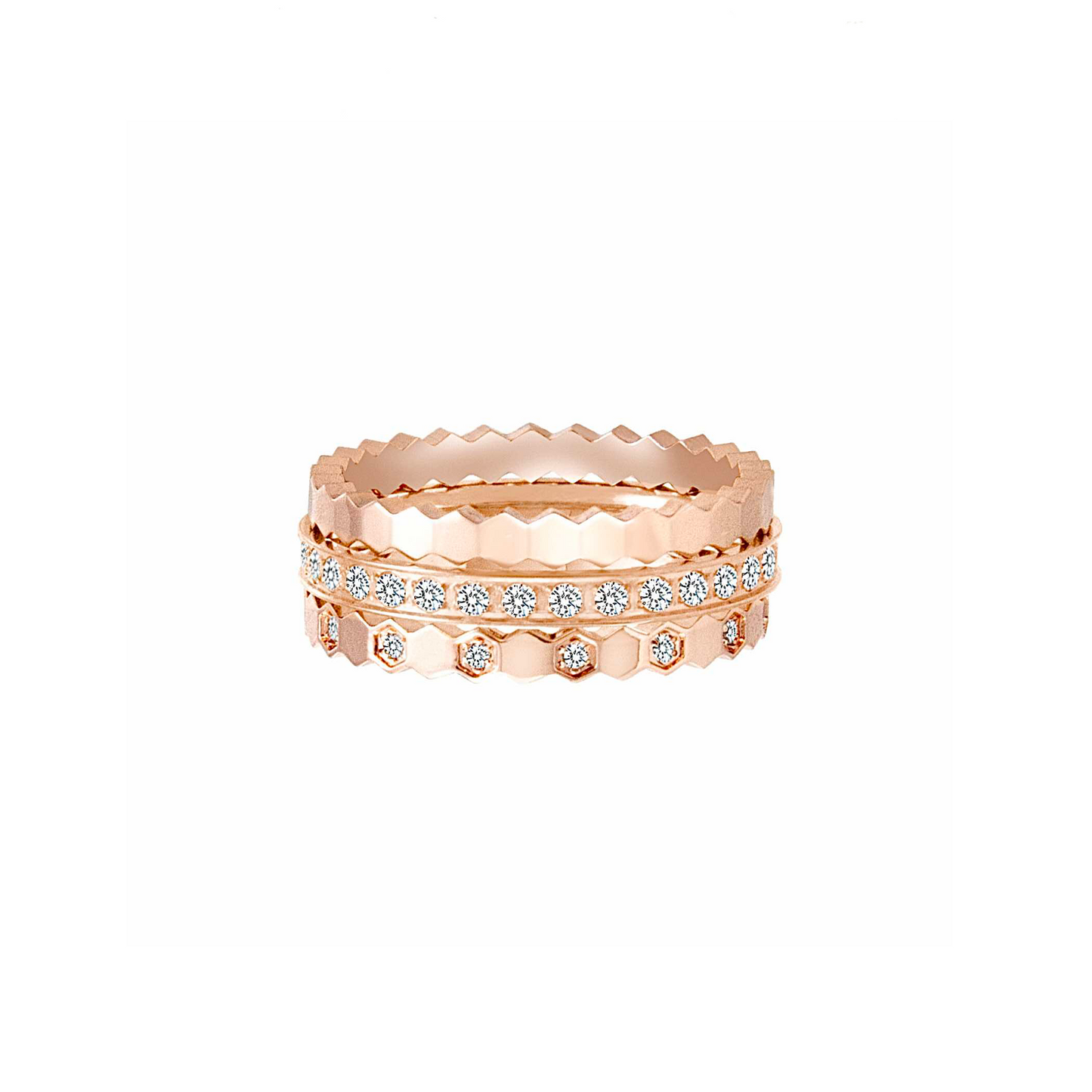 RG109RG-110RG-111RG B.Tiff Rose Gold Pavé Mon Rêve Eternity Ring Set