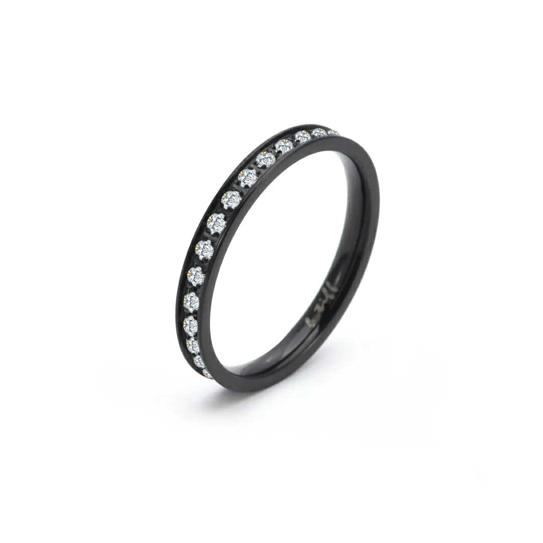RG111B B.Tiff Black Stacking .01 ct Eternity Ring [Thin Band] - PBNJ FASHIONS