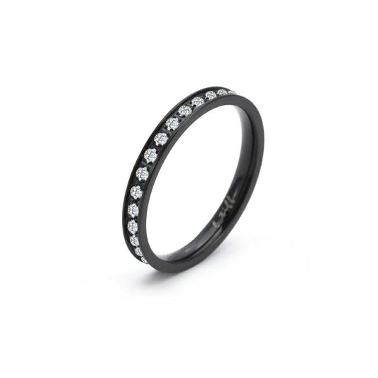 RG111B B.Tiff Black Stacking .01 ct Eternity Ring [Thin Band] - PBNJ FASHIONS