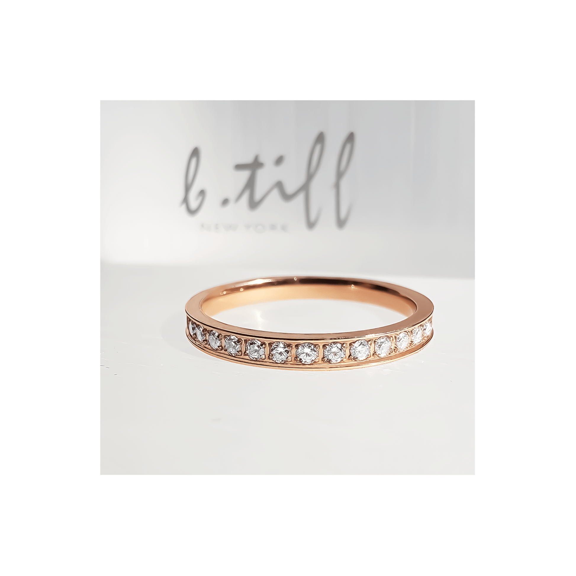 RG111RG B.Tiff Rose Gold Stacking .01 ct Eternity Ring [Thin Band] - PBNJ FASHIONS
