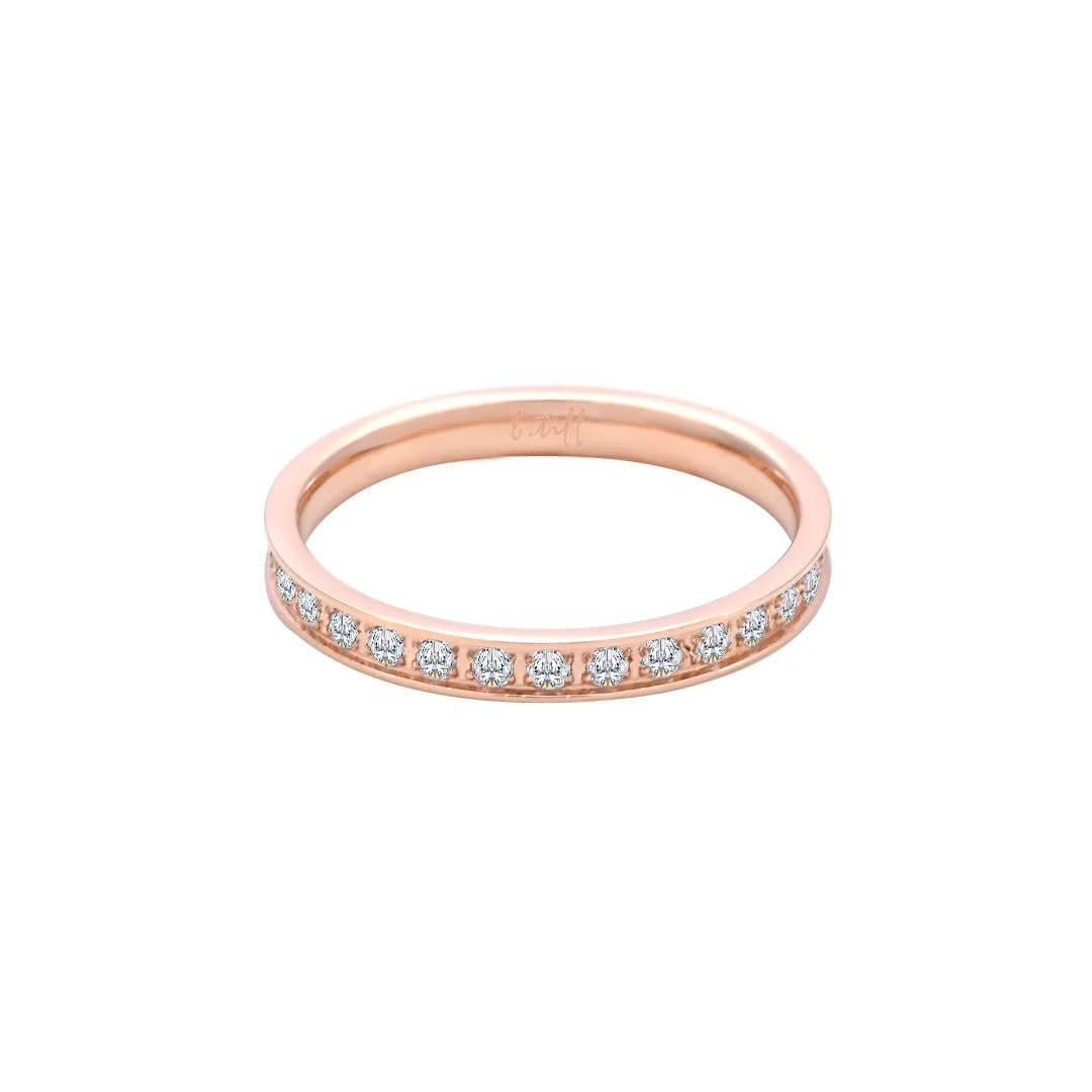 RG111RG B.Tiff Rose Gold Stacking .01 ct Eternity Ring [Thin Band] - PBNJ FASHIONS