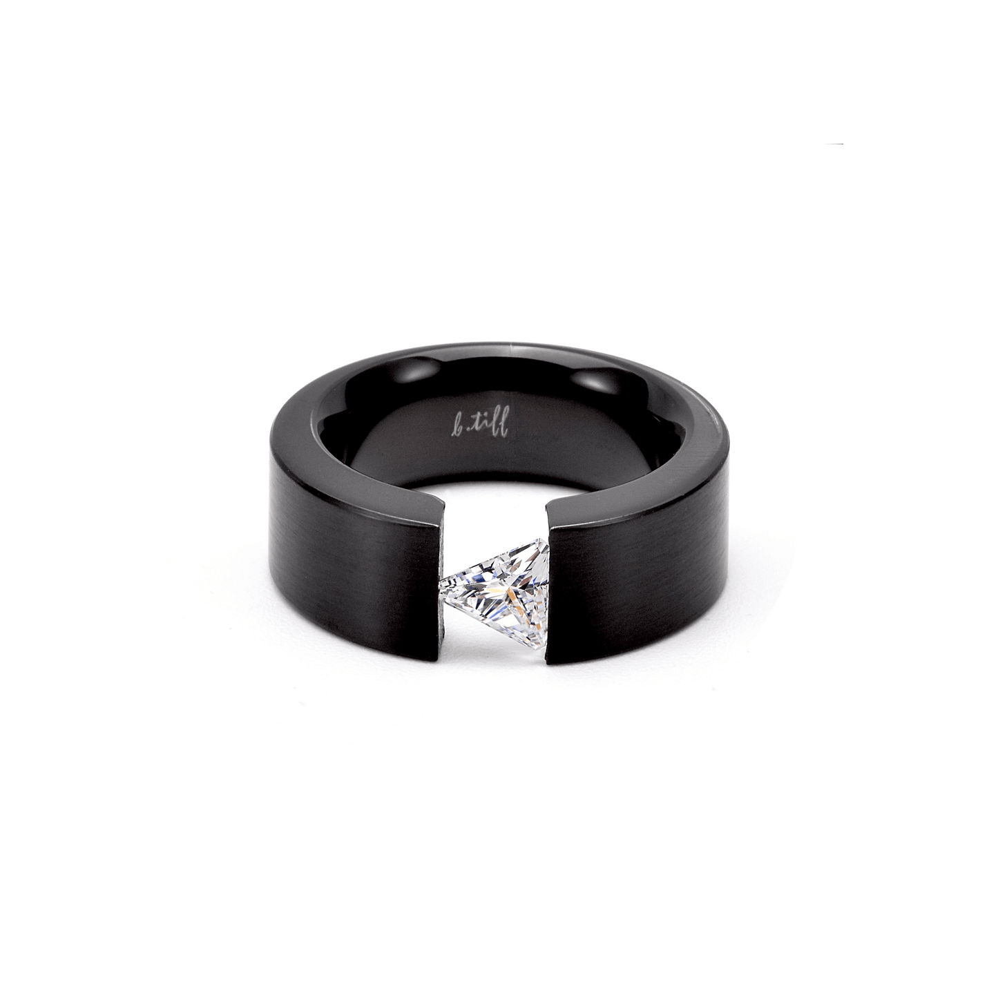 RG113B B.Tiff Black 1 ct Trillion Cut Solitaire Ring [Wide Band] - PBNJ FASHIONS