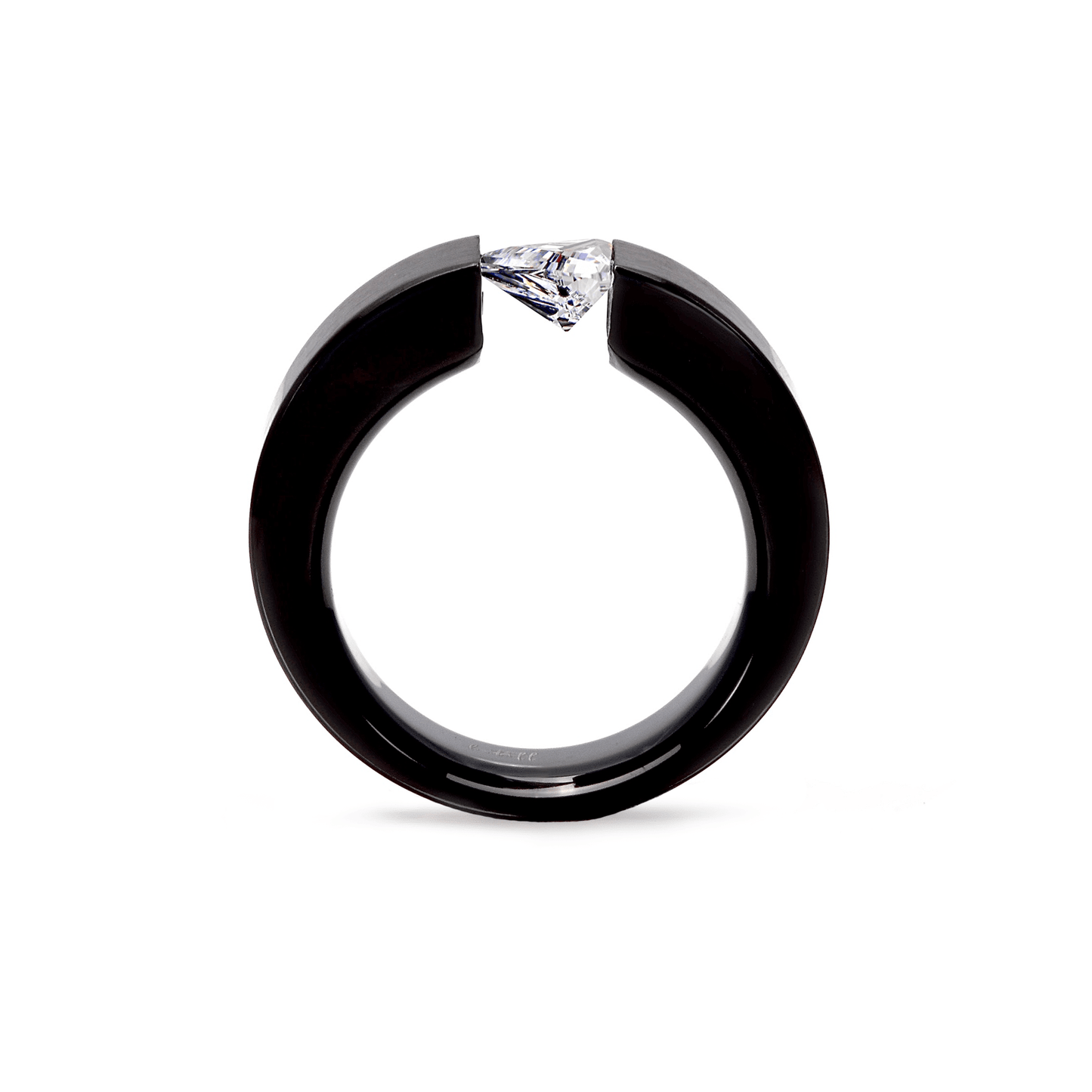 RG113B B.Tiff Black 1 ct Trillion Cut Solitaire Ring [Wide Band] - PBNJ FASHIONS