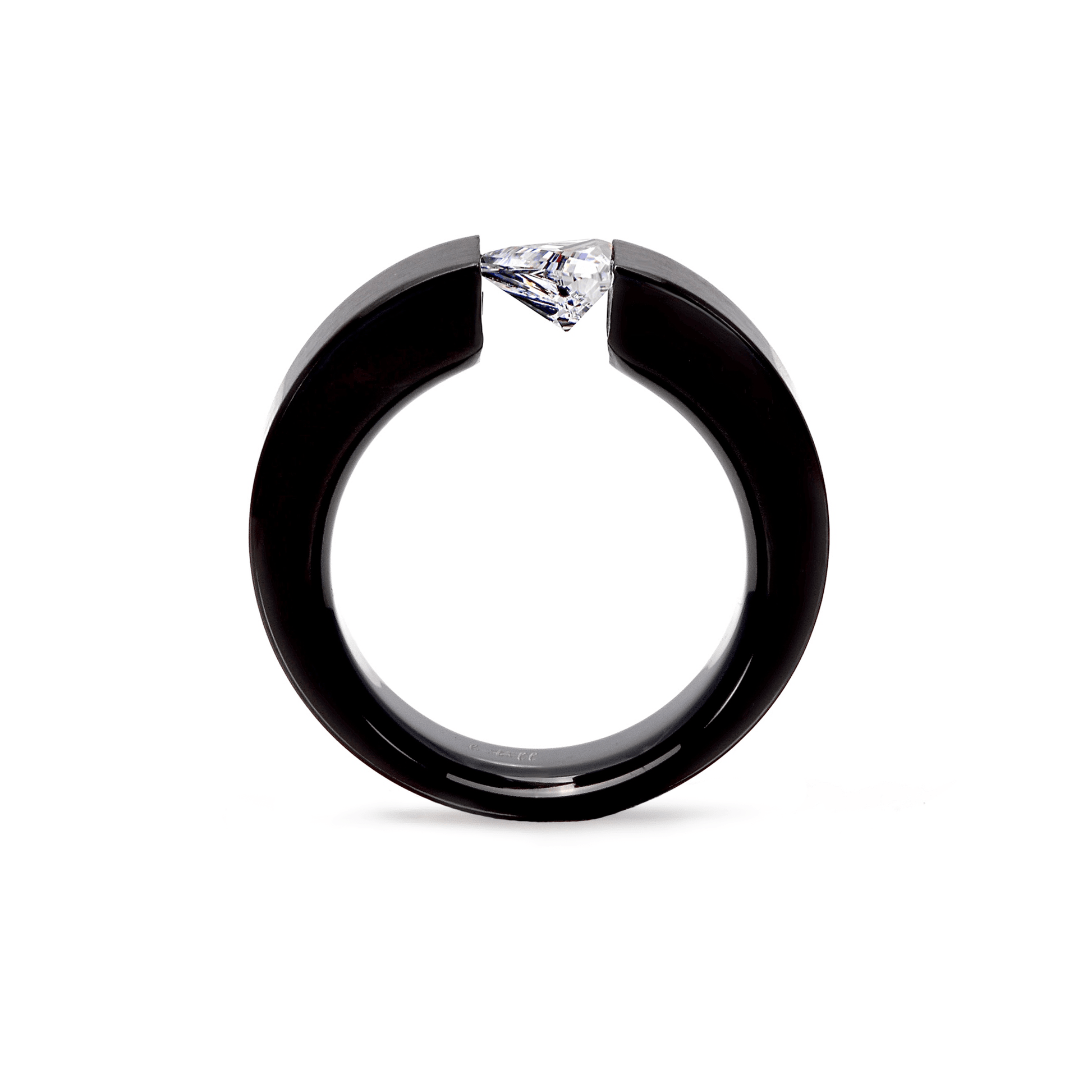 RG113B B.Tiff Black 1 ct Trillion Cut Solitaire Ring [Wide Band] - PBNJ FASHIONS