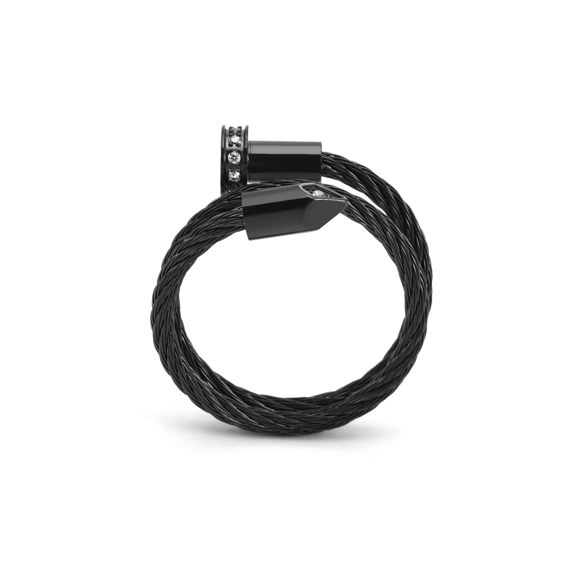 RG115B B.Tiff Black Pavé Pointe Cable Adjustable Ring - PBNJ FASHIONS