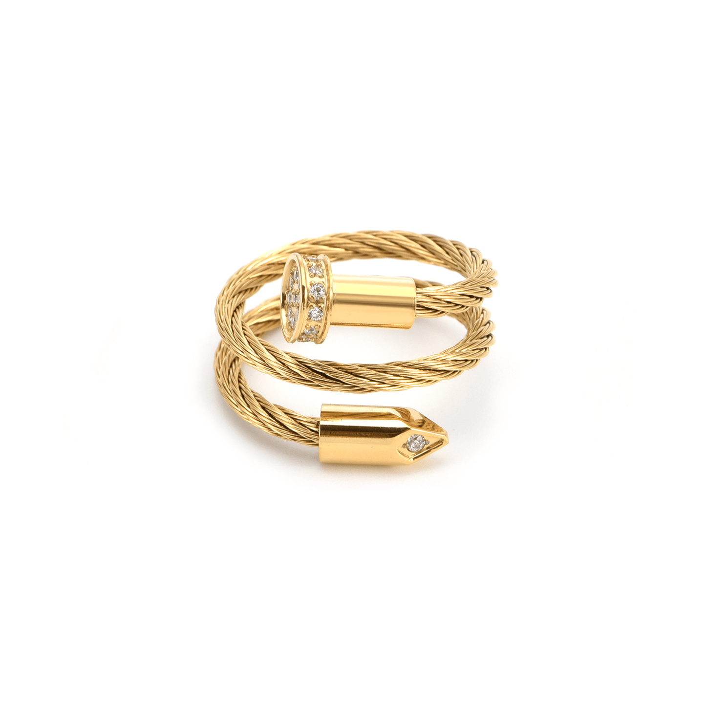 RG115G B.Tiff Gold Pavé Pointe Cable Adjustable Ring - PBNJ FASHIONS