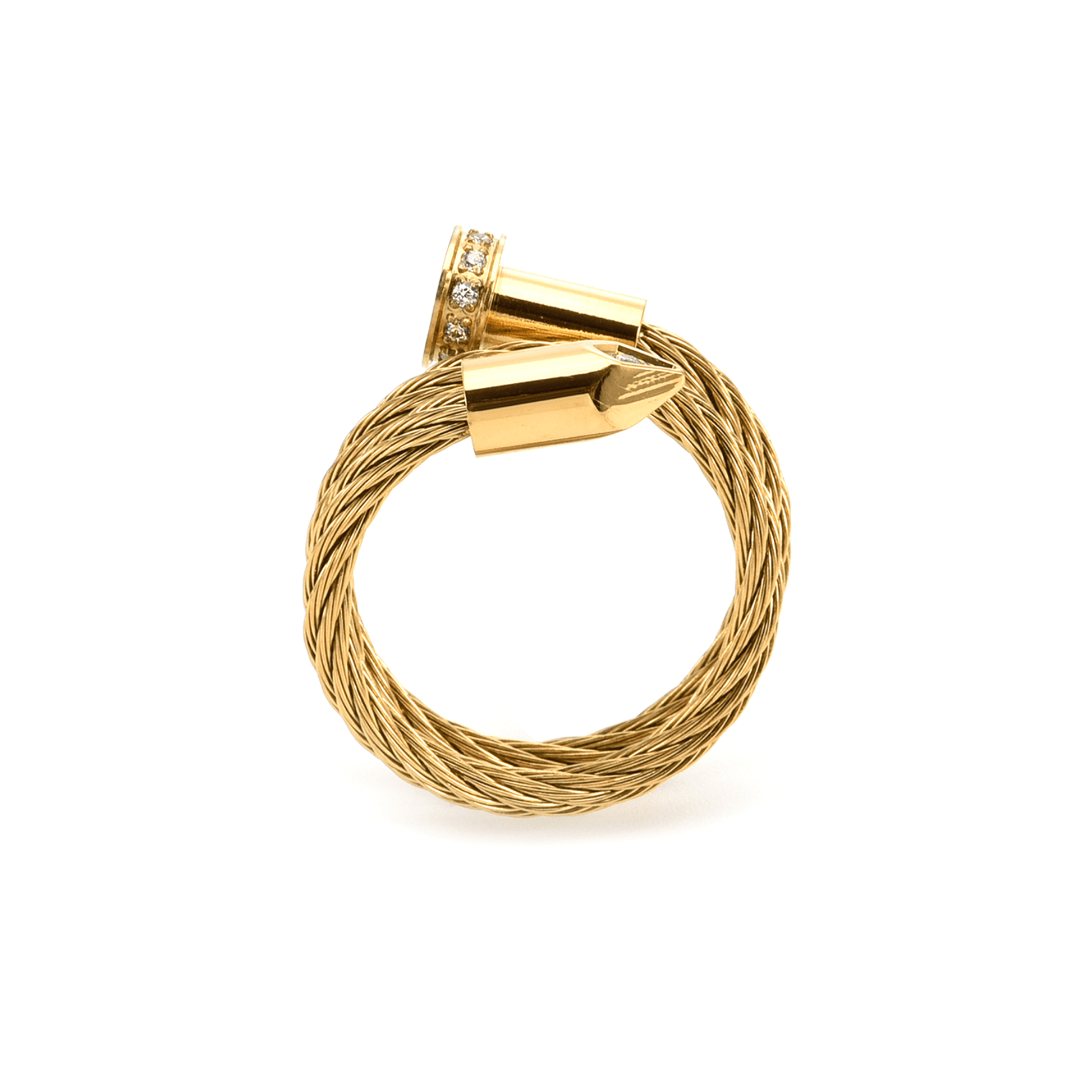 RG115G B.Tiff Gold Pavé Pointe Cable Adjustable Ring - PBNJ FASHIONS