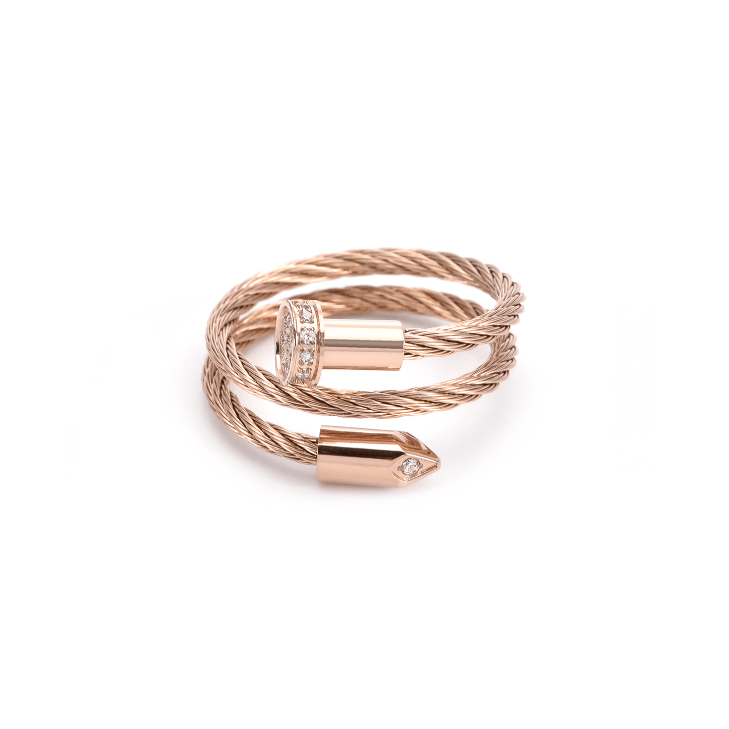 RG115RG B.Tiff Rose Gold Pavé Pointe Cable Adjustable Ring - PBNJ FASHIONS