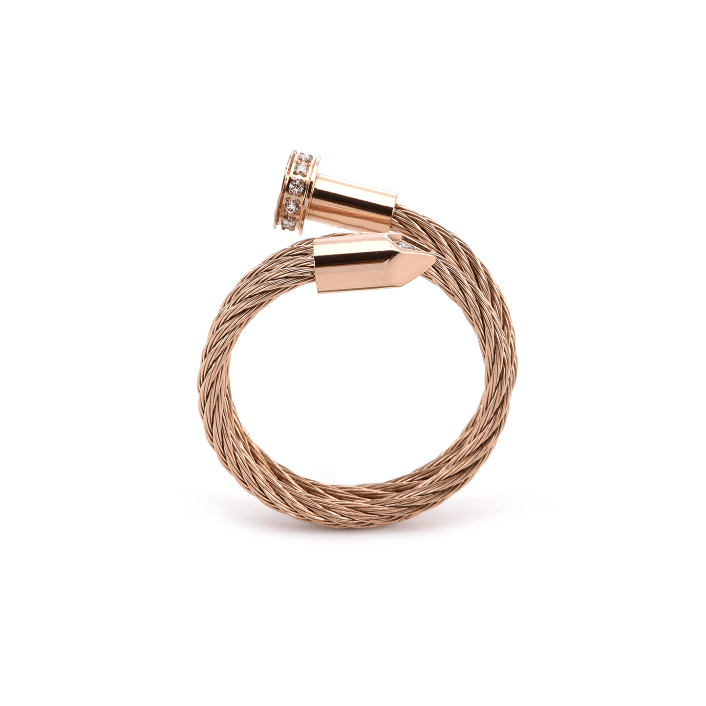 RG115RG B.Tiff Rose Gold Pavé Pointe Cable Adjustable Ring - PBNJ FASHIONS