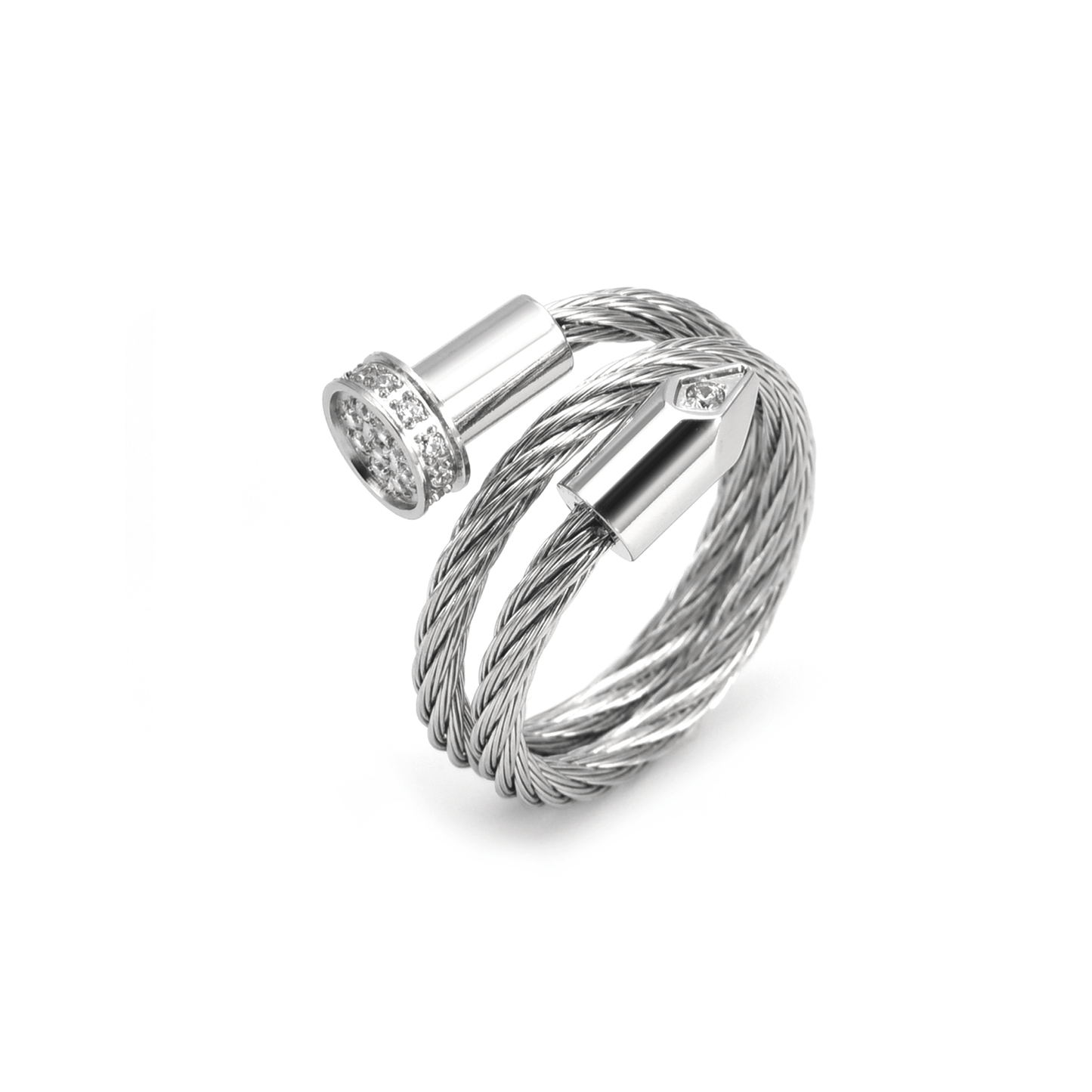 RG115W B.Tiff Pavé Pointe Cable Adjustable Ring - PBNJ FASHIONS