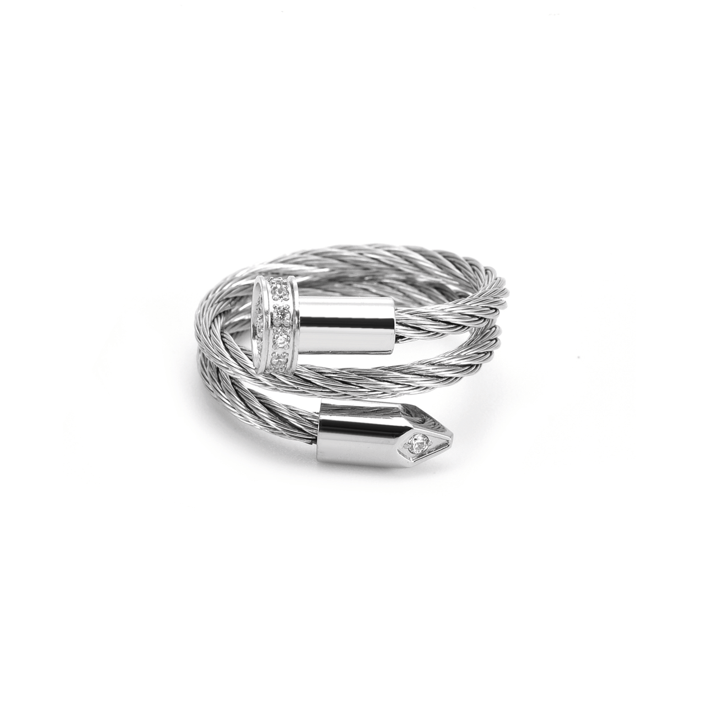 RG115W B.Tiff Pavé Pointe Cable Adjustable Ring - PBNJ FASHIONS