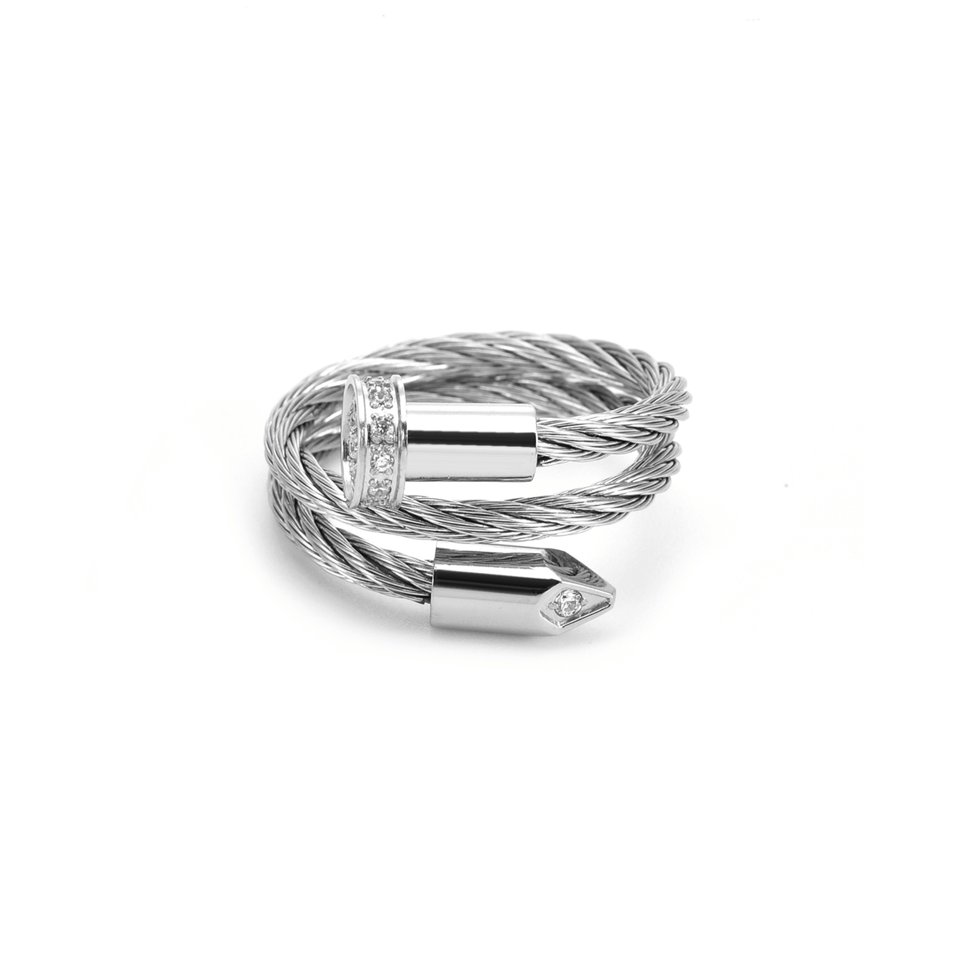 RG115W B.Tiff Pavé Pointe Cable Adjustable Ring - PBNJ FASHIONS