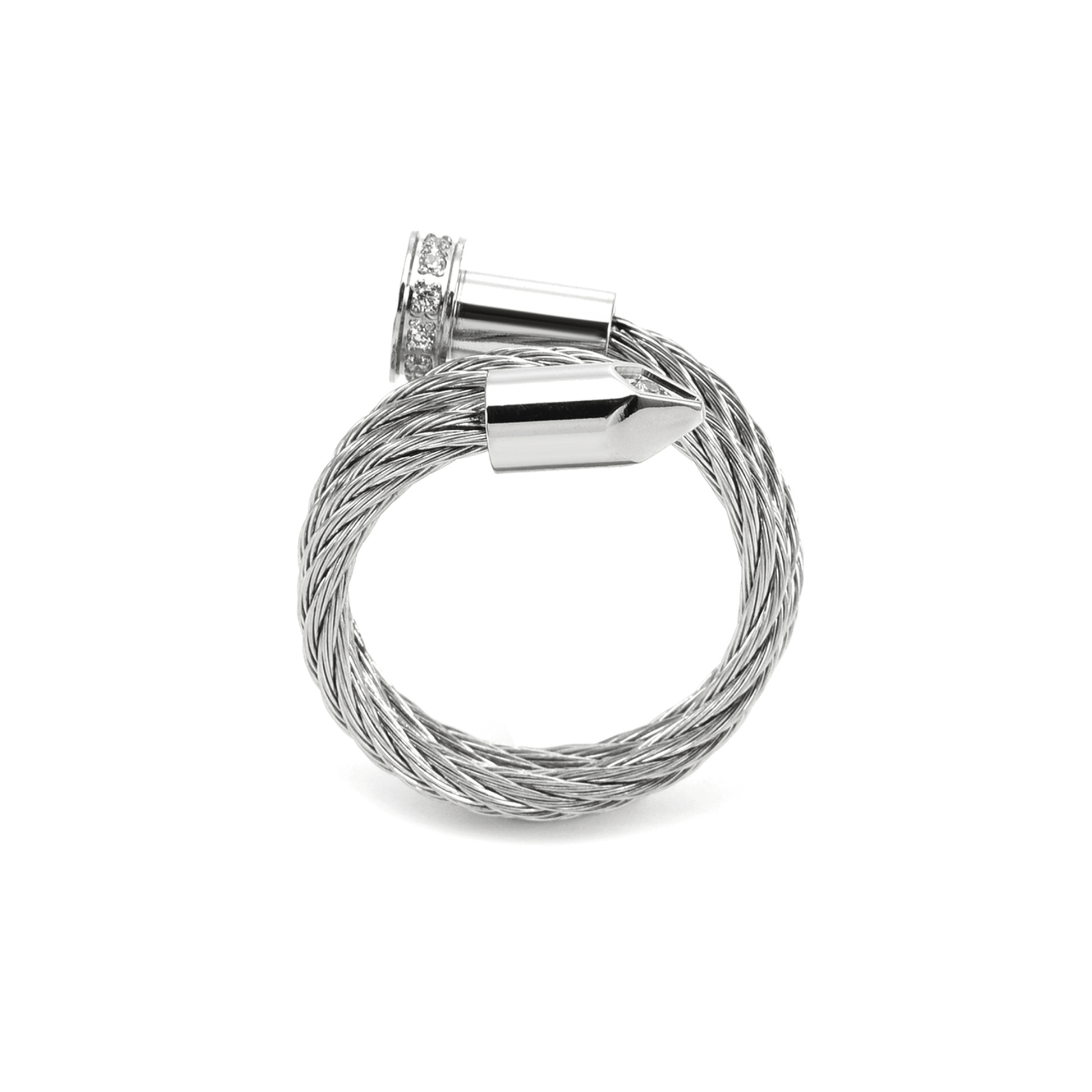 RG115W B.Tiff Pavé Pointe Cable Adjustable Ring - PBNJ FASHIONS