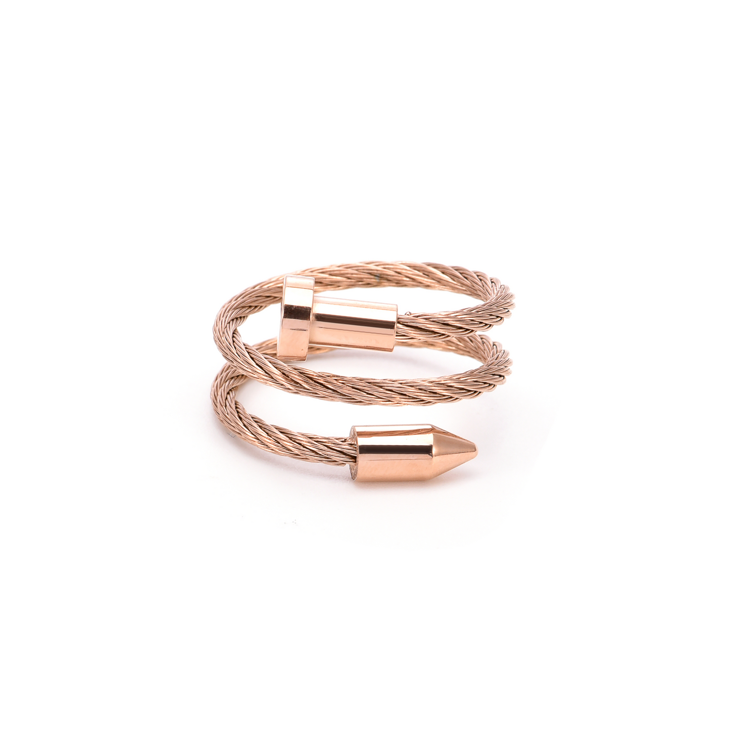 RG116RG B.Tiff Rose Gold Pointe Cable Adjustable Ring