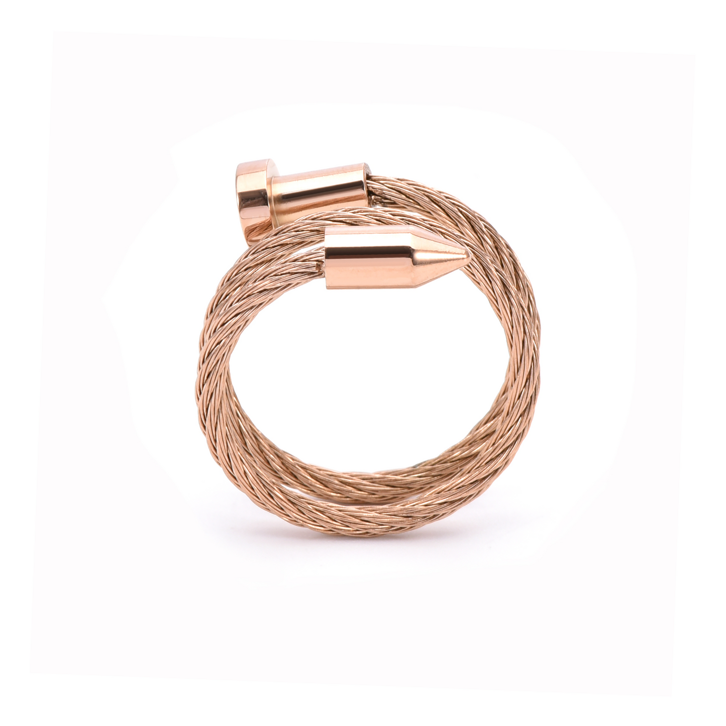 RG116RG B.Tiff Rose Gold Pointe Cable Adjustable Ring