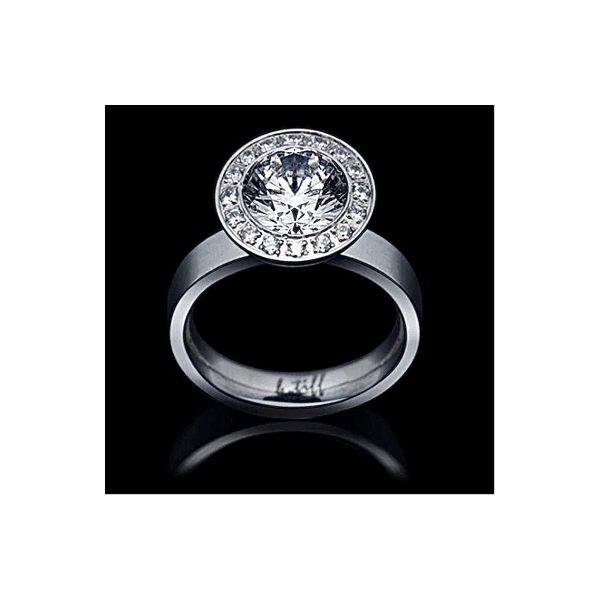 RG125W B.Tiff Aŭreolo 2 ct Round Halo Engagement Ring [Thin Band] - PBNJ FASHIONS
