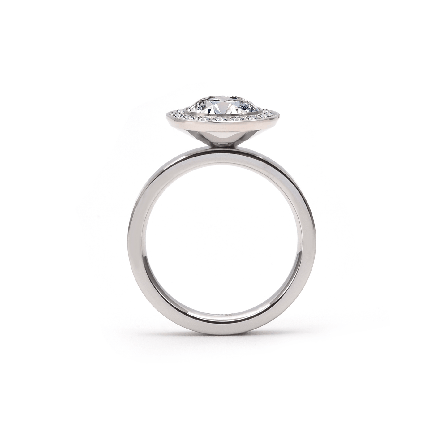 RG125W B.Tiff Aŭreolo 2 ct Round Halo Engagement Ring [Thin Band] - PBNJ FASHIONS