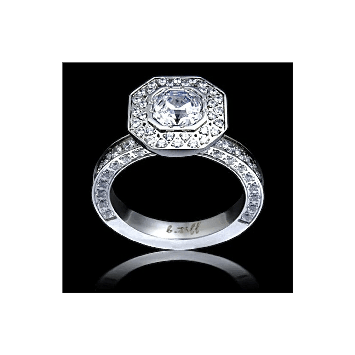 RG128W B.Tiff Aŭreolo II 1 ct Cushion Cut Halo Engagement Ring - PBNJ FASHIONS