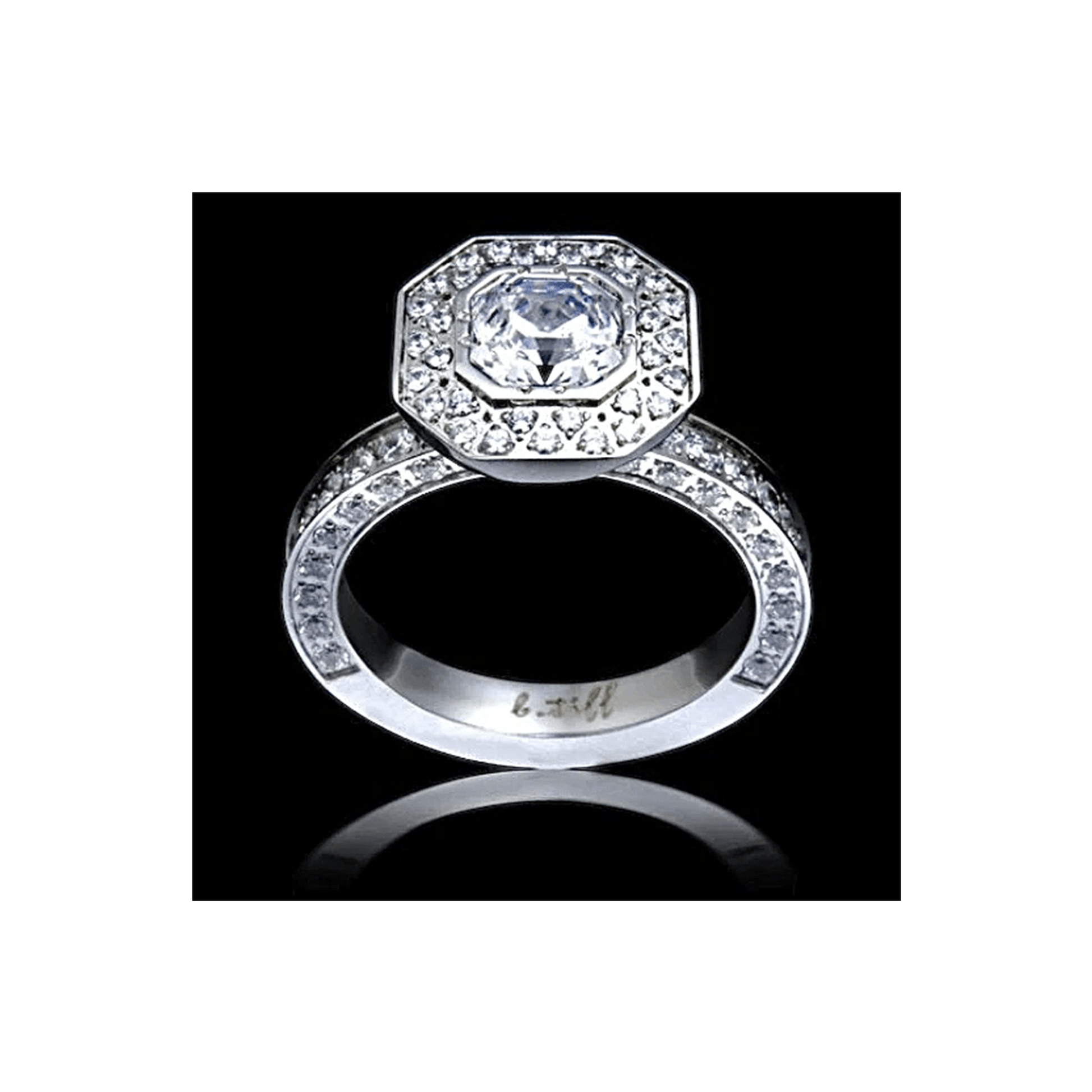 RG128W B.Tiff Aŭreolo II 1 ct Cushion Cut Halo Engagement Ring - PBNJ FASHIONS