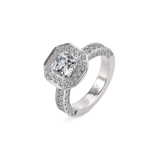 RG128W B.Tiff Aŭreolo II 1 ct Cushion Cut Halo Engagement Ring - PBNJ FASHIONS