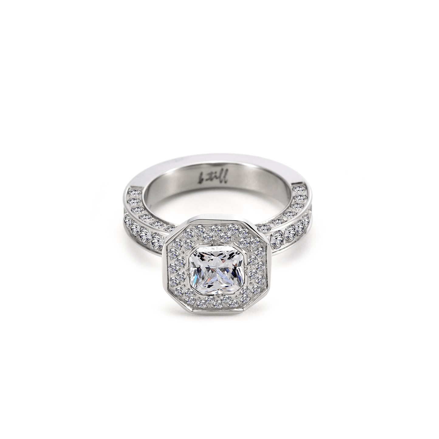 RG128W B.Tiff Aŭreolo II 1 ct Cushion Cut Halo Engagement Ring - PBNJ FASHIONS
