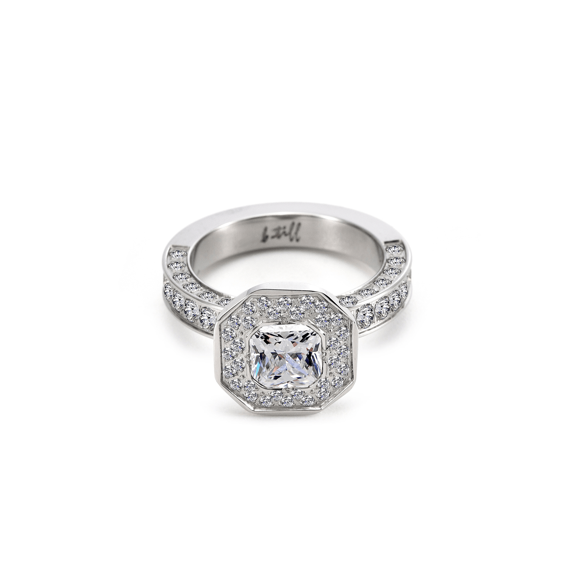 RG128W B.Tiff Aŭreolo II 1 ct Cushion Cut Halo Engagement Ring - PBNJ FASHIONS