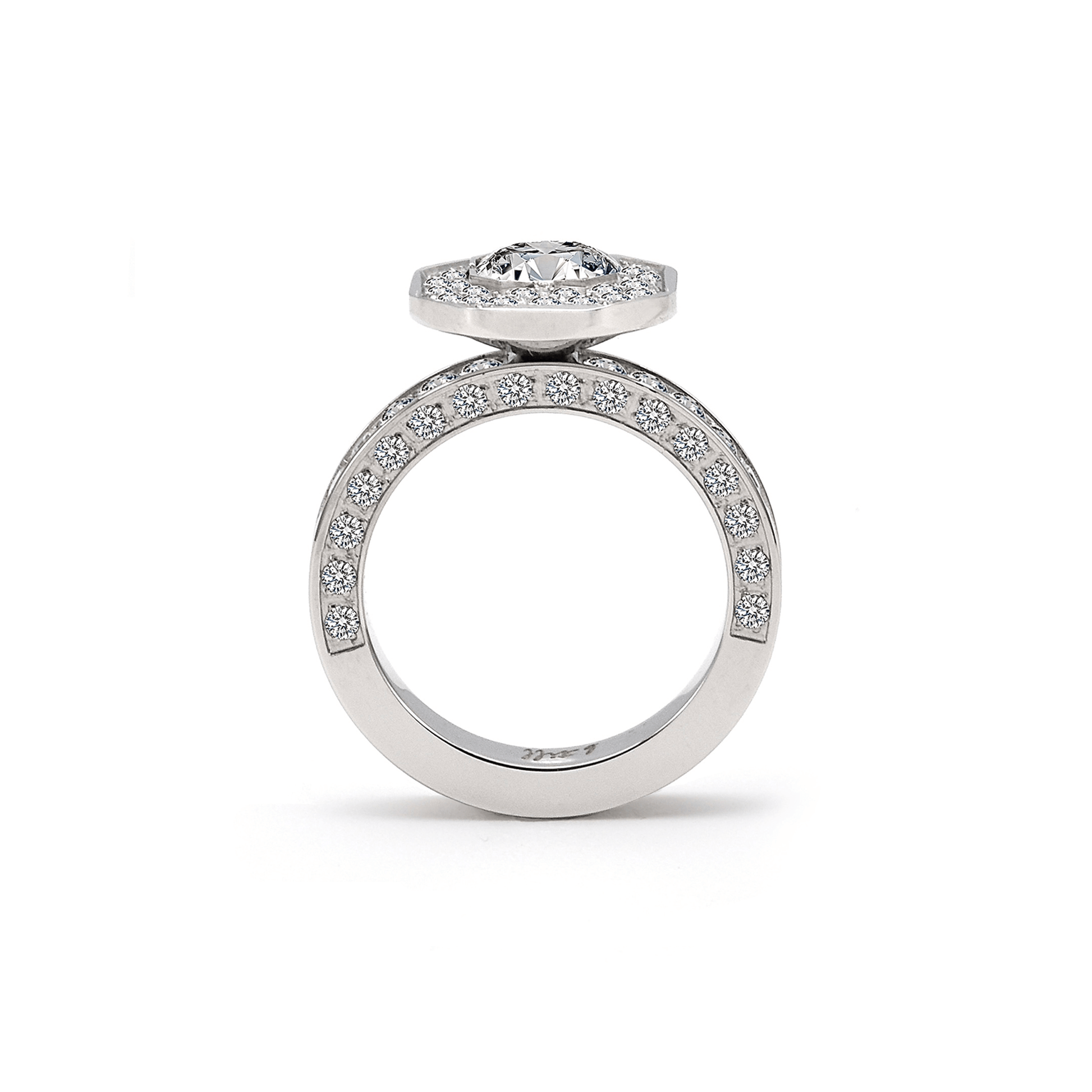 RG128W B.Tiff Aŭreolo II 1 ct Cushion Cut Halo Engagement Ring - PBNJ FASHIONS