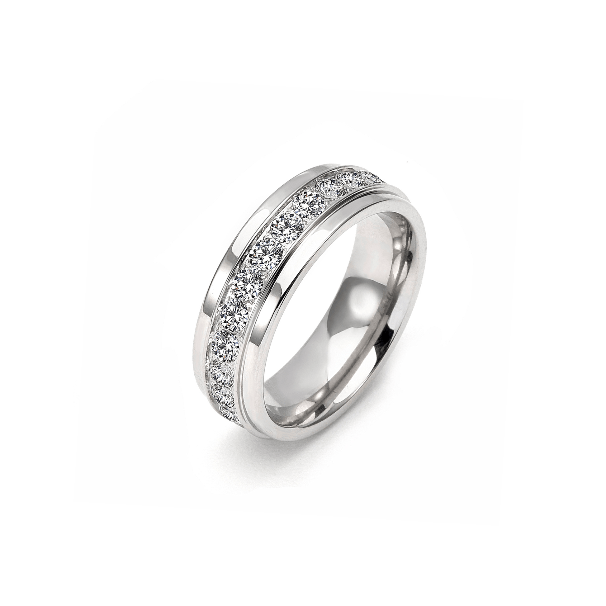 RG150W B.Tiff .02 ct Center Row Wide Eternity Ring - PBNJ FASHIONS