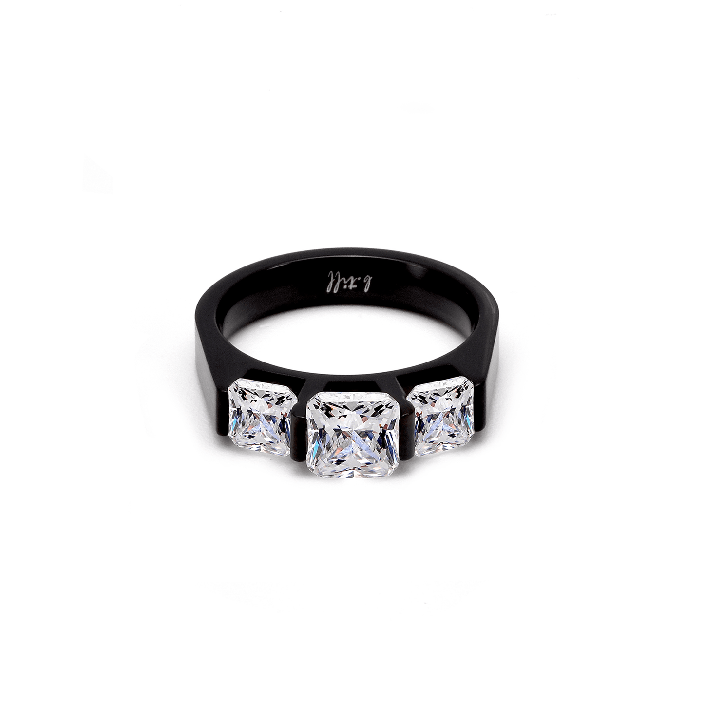 RG203B B.Tiff Black 3 - Stone Cushion Cut Engagement Ring - PBNJ FASHIONS