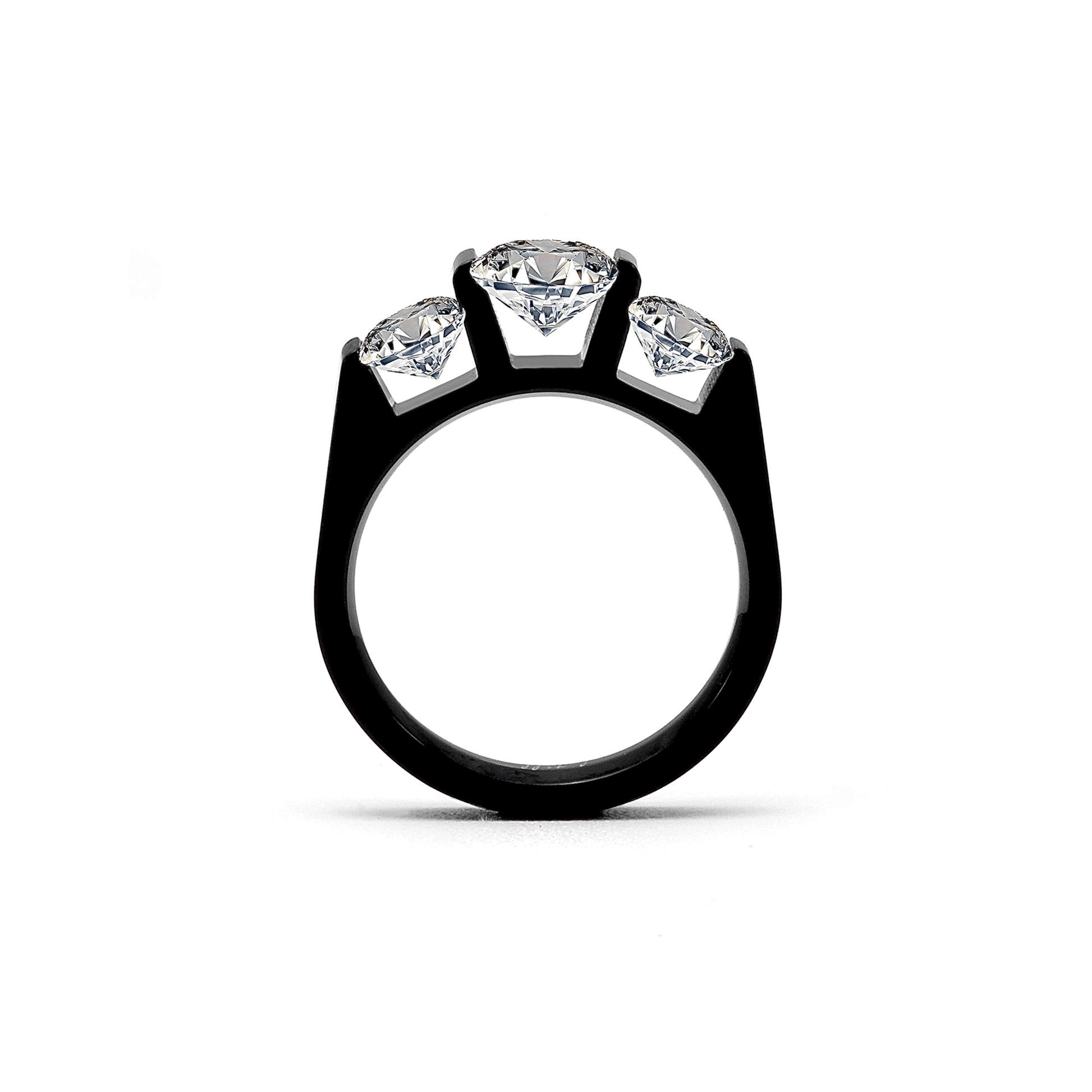RG203B B.Tiff Black 3 - Stone Cushion Cut Engagement Ring - PBNJ FASHIONS