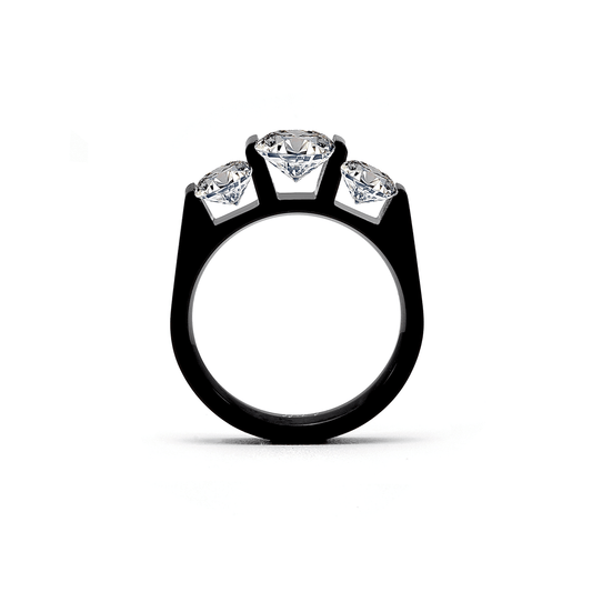 RG203B B.Tiff Black 3 - Stone Cushion Cut Engagement Ring - PBNJ FASHIONS