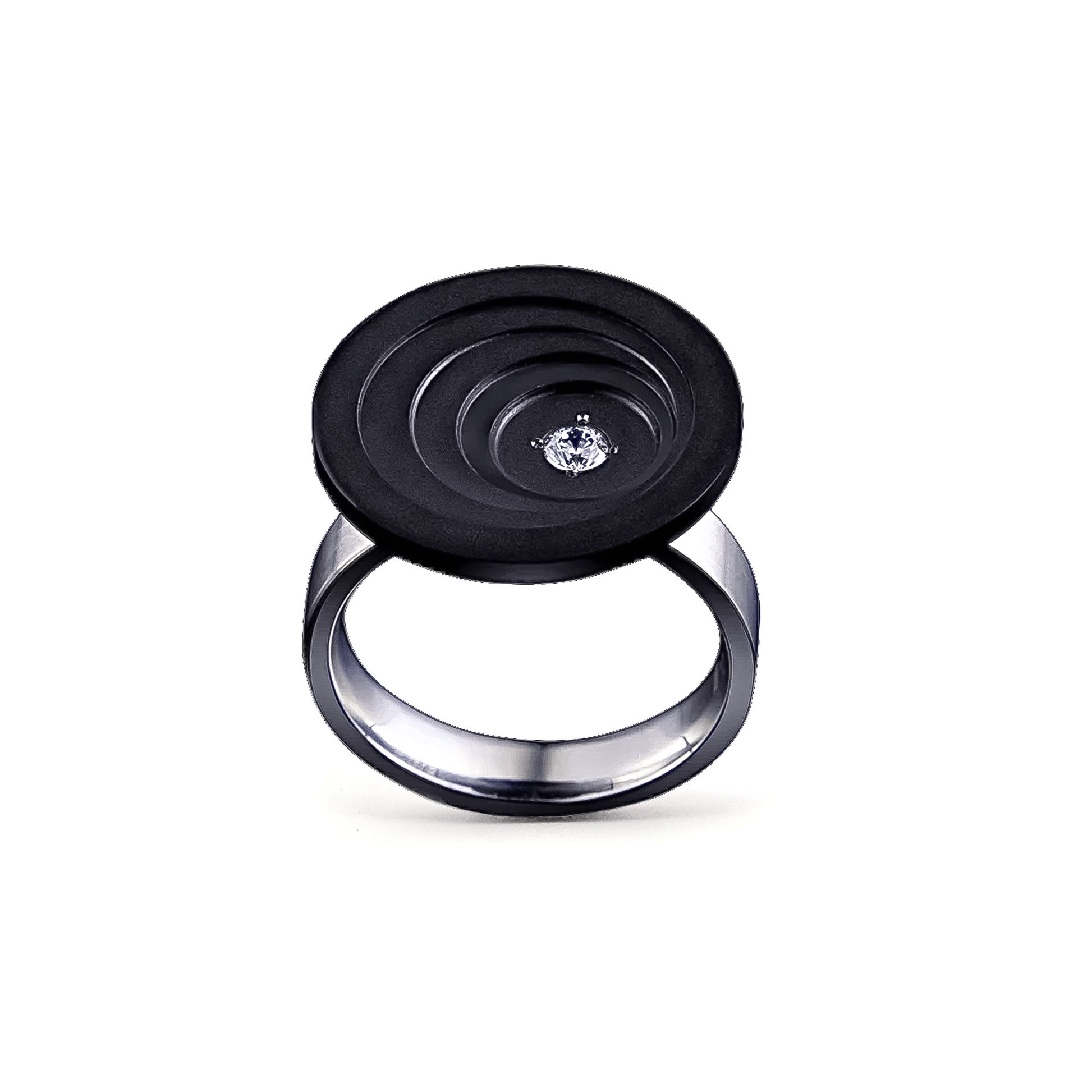 RG205B B.Tiff .12 ct Round Cut Black Solitaire Disk Ring - PBNJ FASHIONS