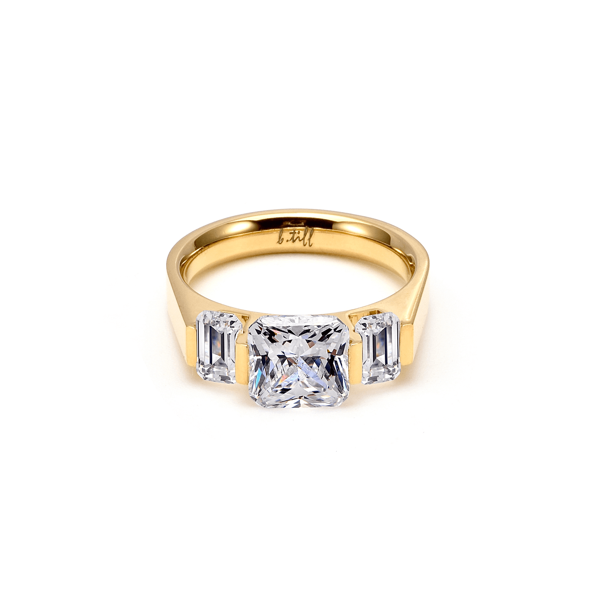 RG206G B.Tiff Tension Gold 2 ct Cushion Cut with Emeralds Engagement Ring - PBNJ FASHIONS
