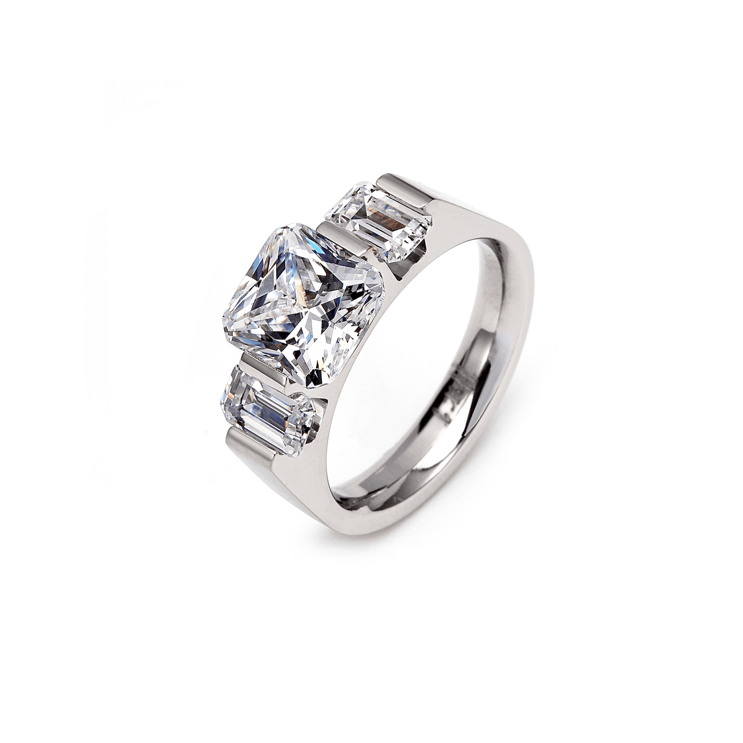 RG206W B.Tiff Tension 2 ct Cushion Cut with Emeralds Engagement Ring - PBNJ FASHIONS