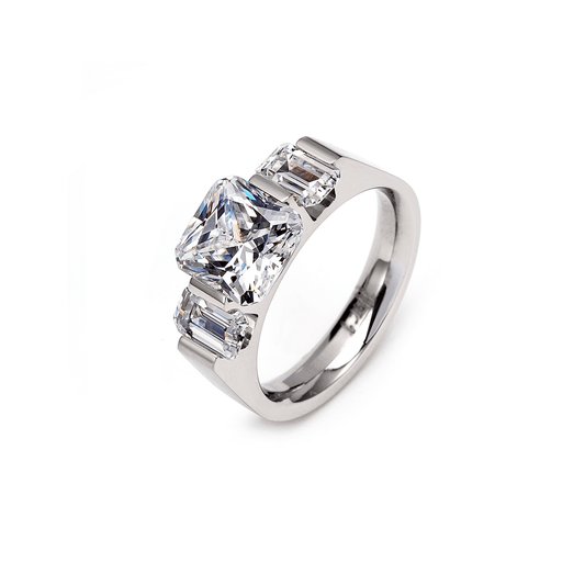 RG206W B.Tiff Tension 2 ct Cushion Cut with Emeralds Engagement Ring - PBNJ FASHIONS